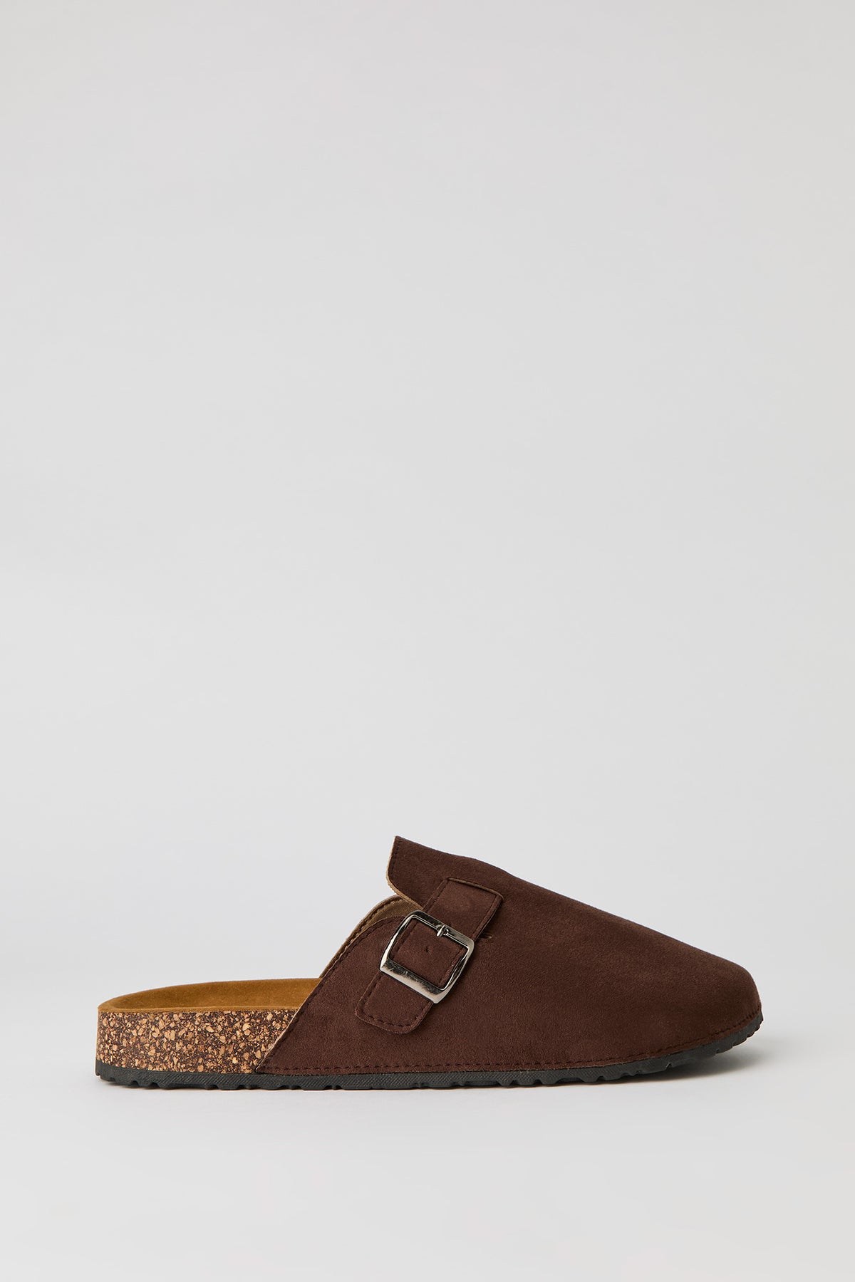 Faux Suede Clog Sandal - Brown