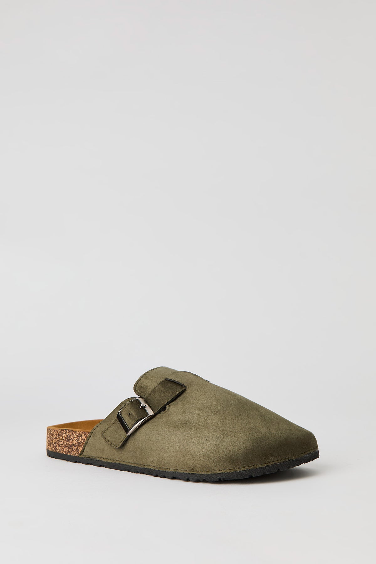 Alt View 2. Faux Suede Clog Sandal - Dark Green