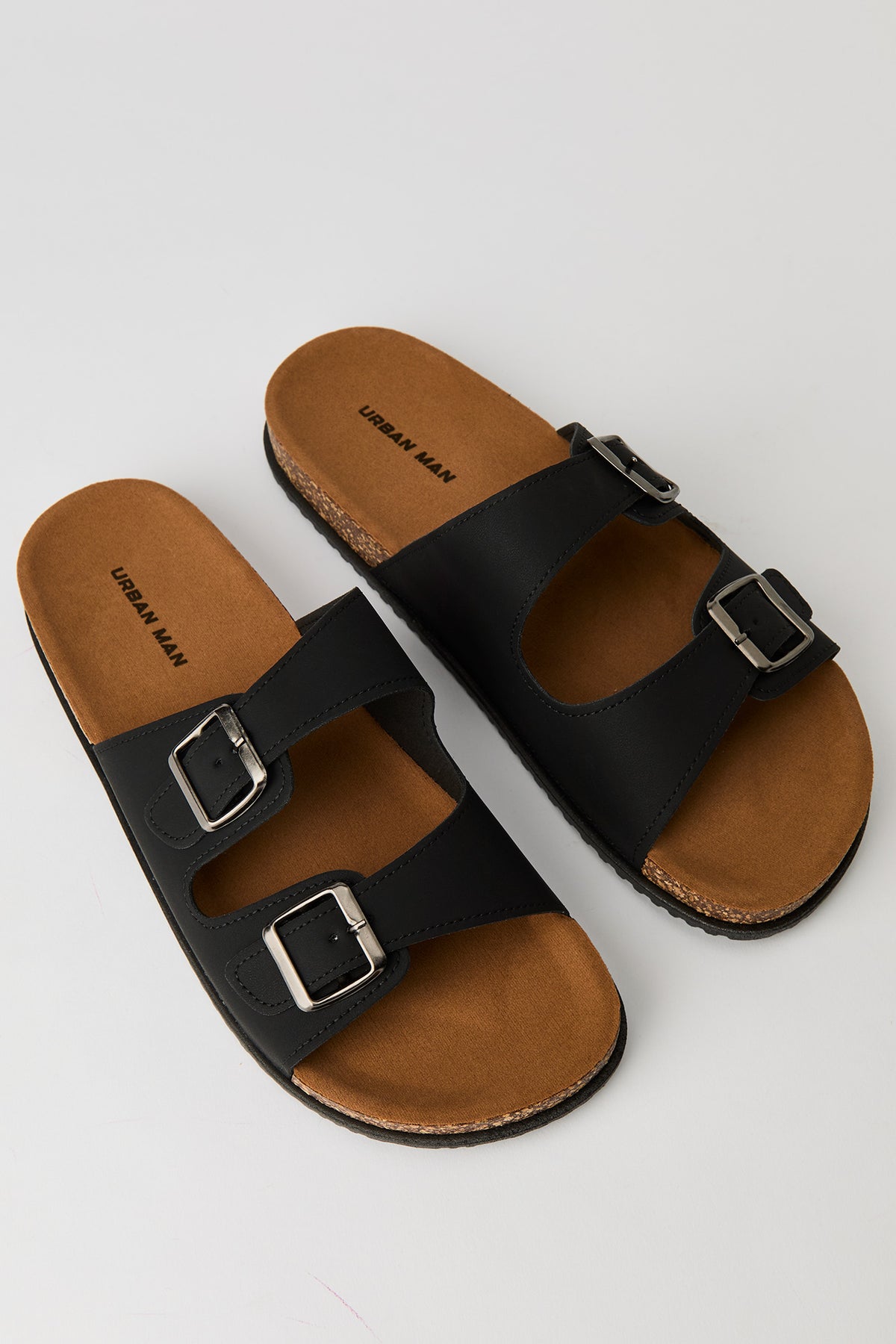 Alt View 2. Double Buckle Cork Sandal - Black