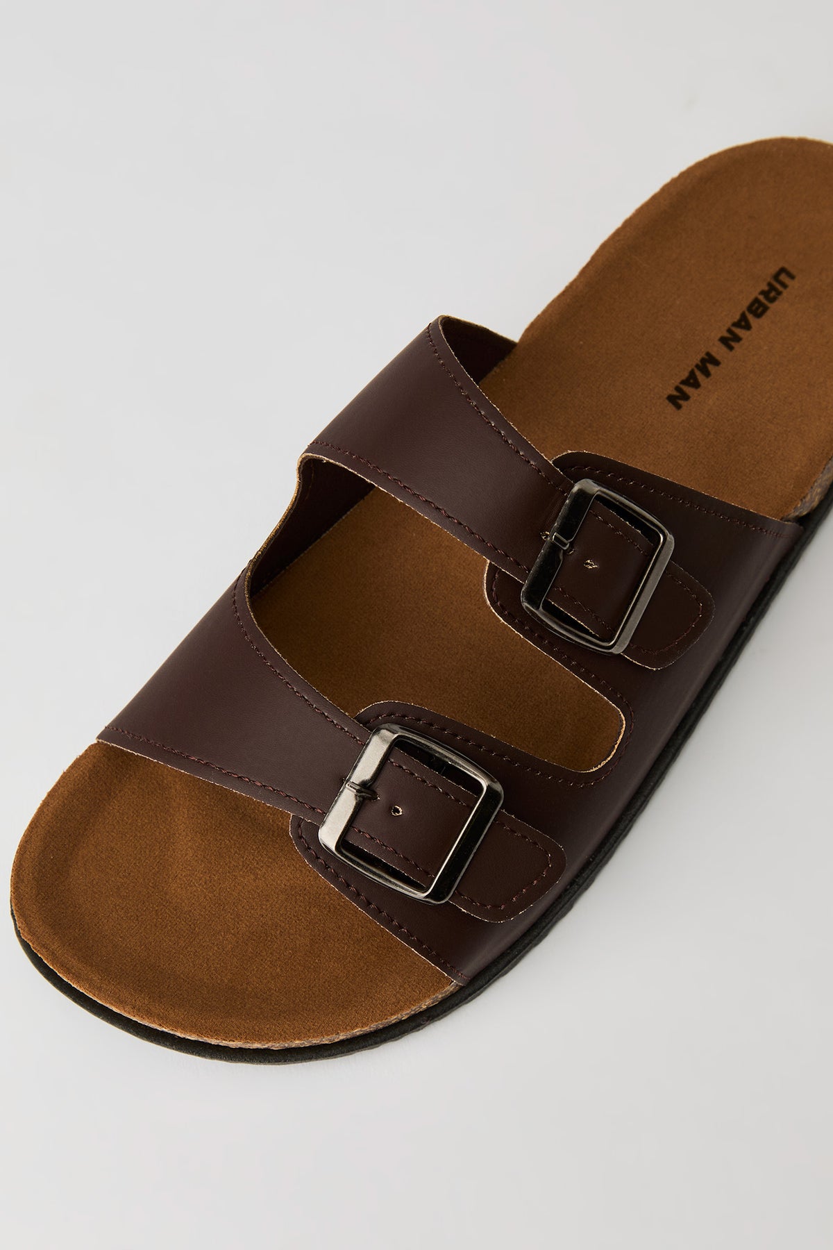 Alt View 3. Double Buckle Cork Sandal - Brown