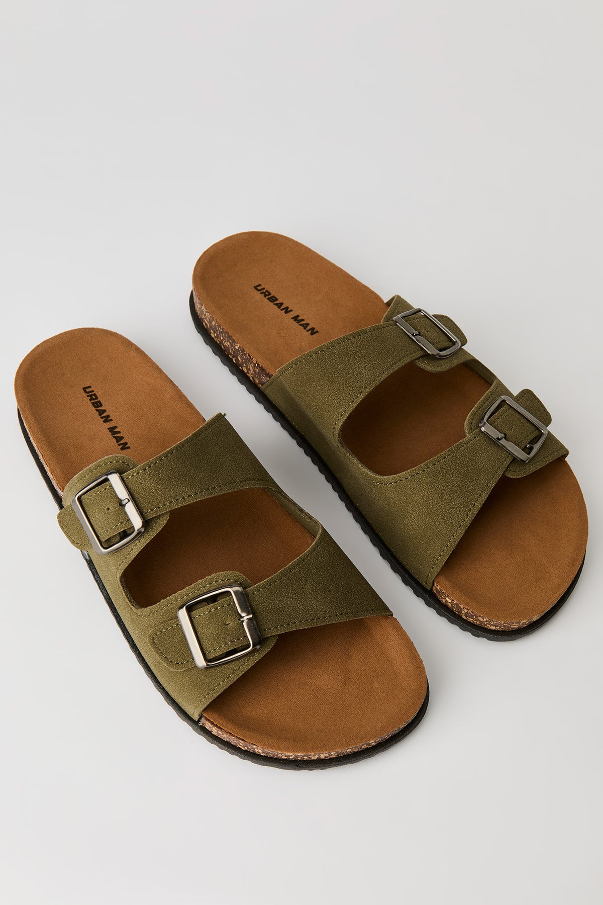 Alt View 2. Double Buckle Cork Sandal - Dark Green