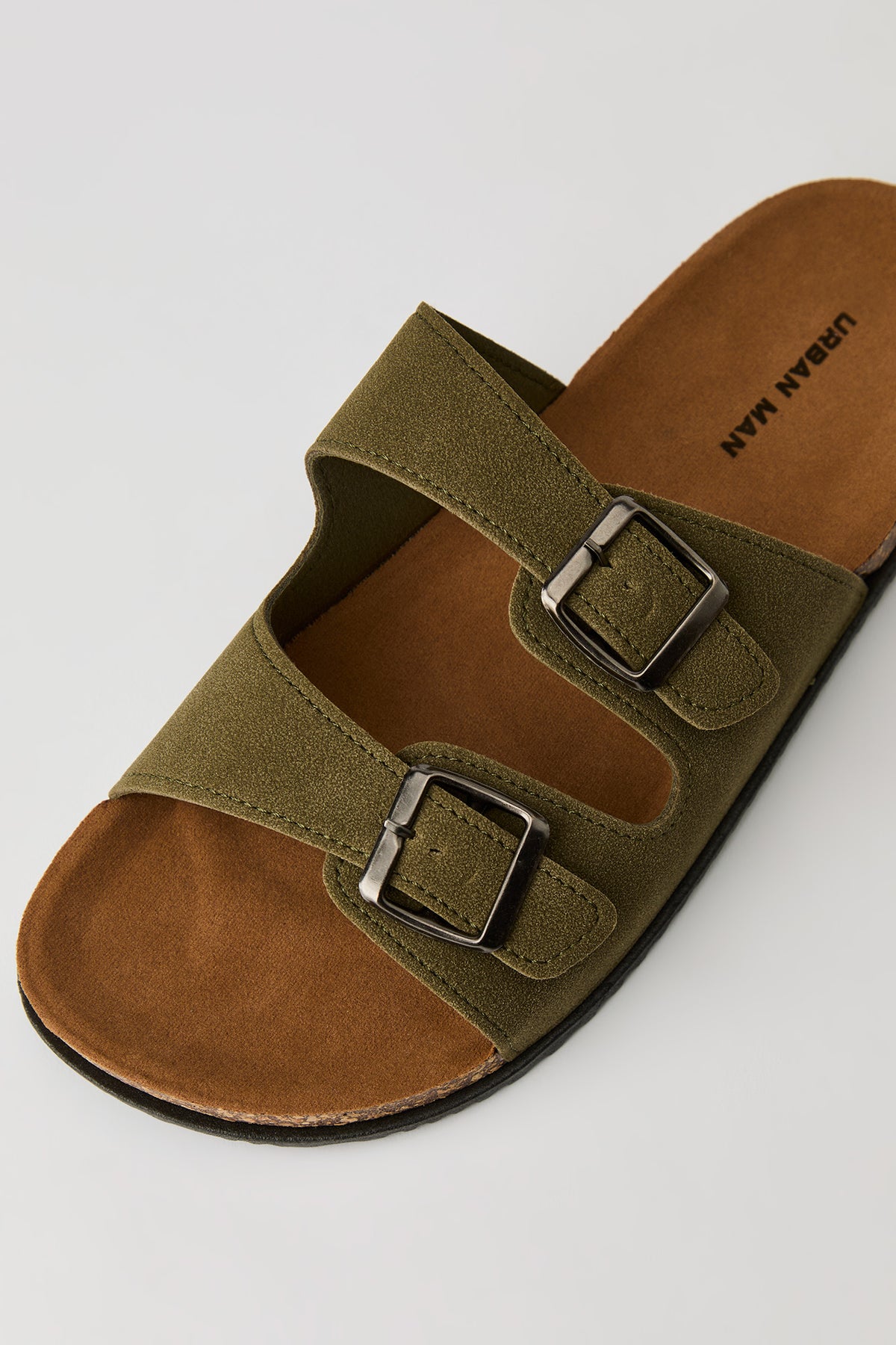 Alt View 3. Double Buckle Cork Sandal - Dark Green