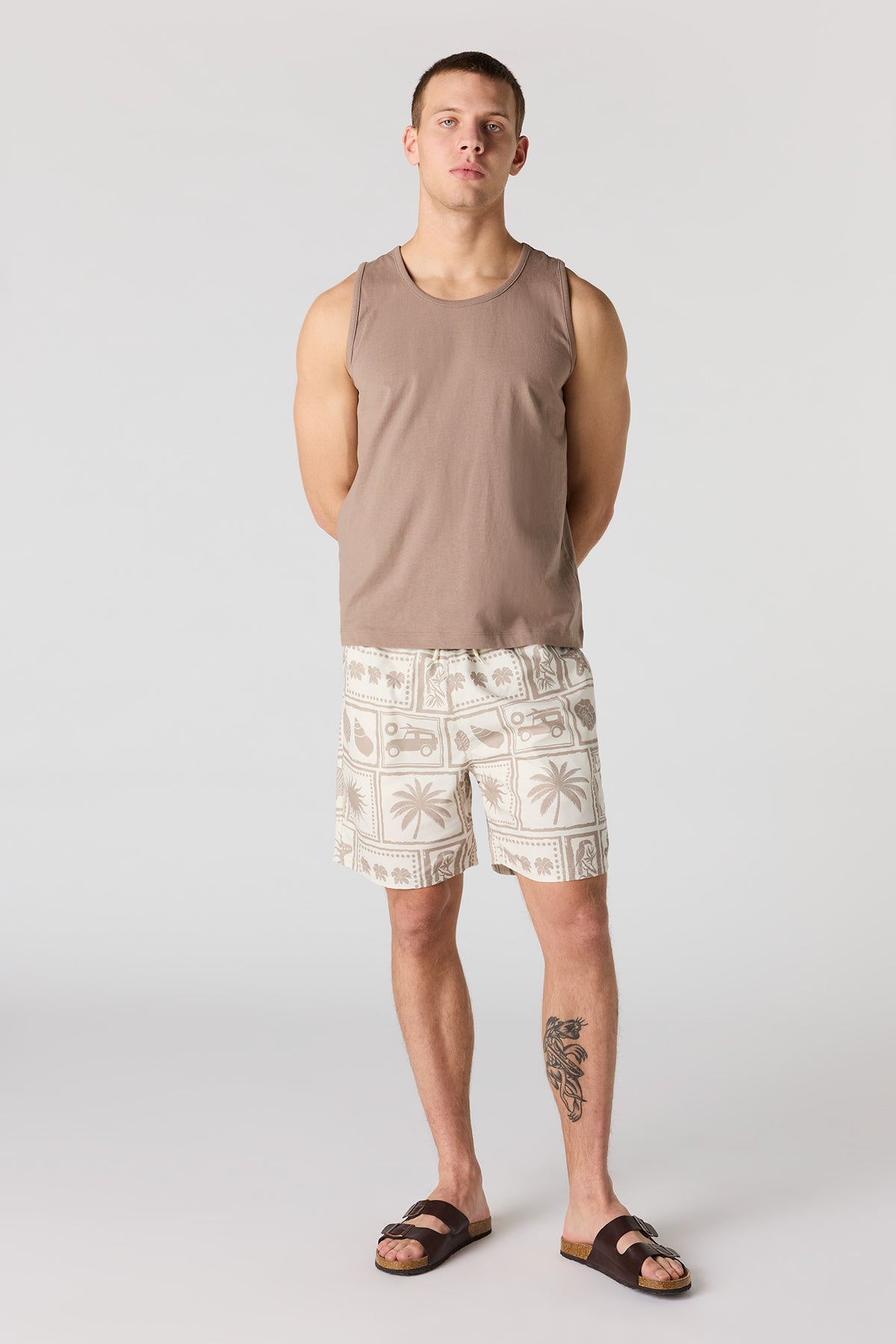 Alt View 2. Printed Swim Short - Beige
