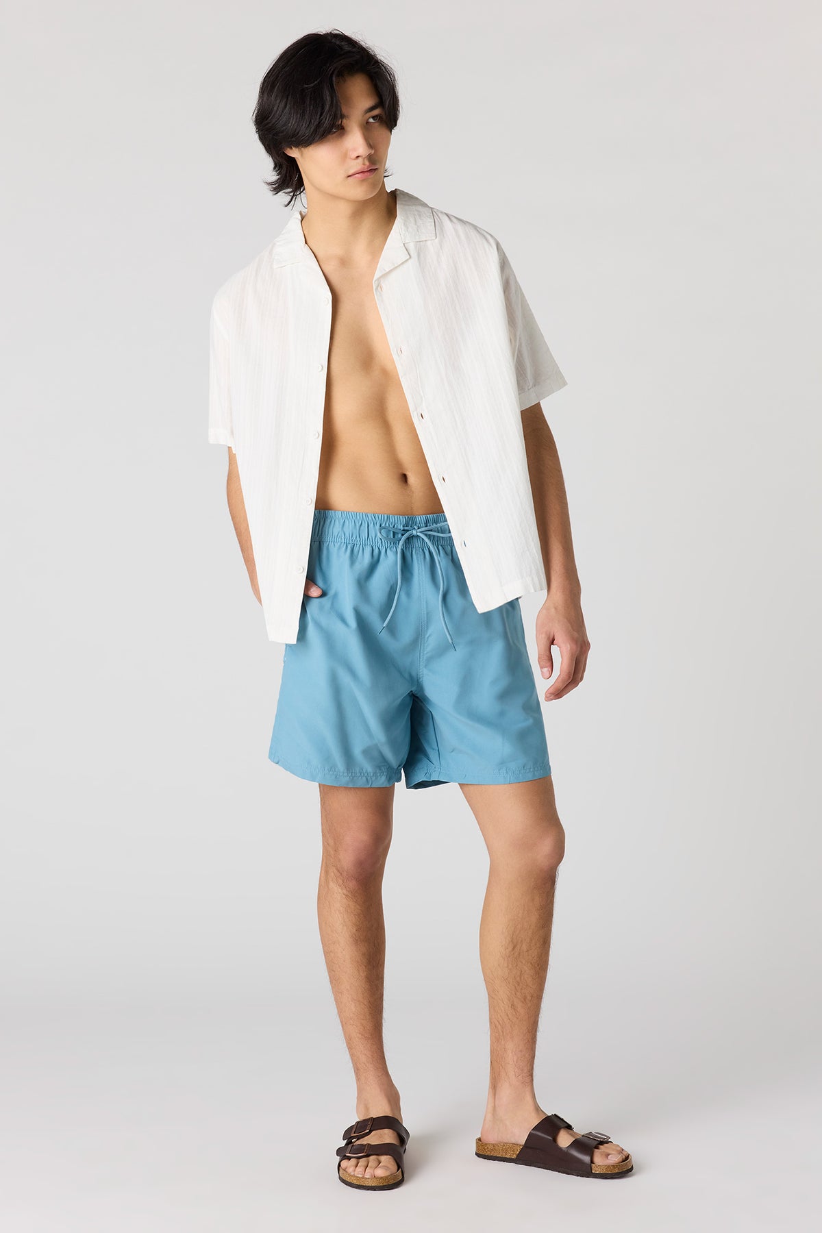 Vue alternative 2. Short de baignade uni à taille coulissante