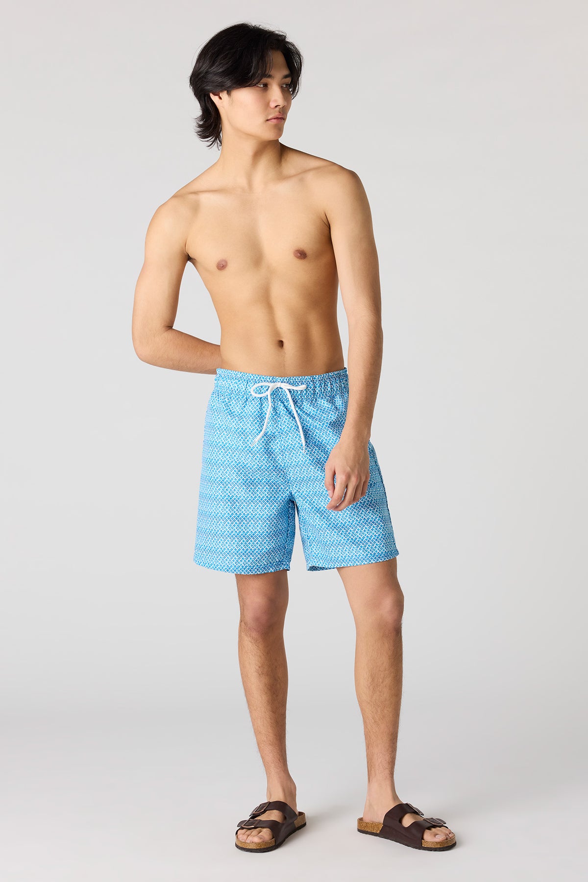 Alt View 2. Printed Drawstring Swim Short - Blue