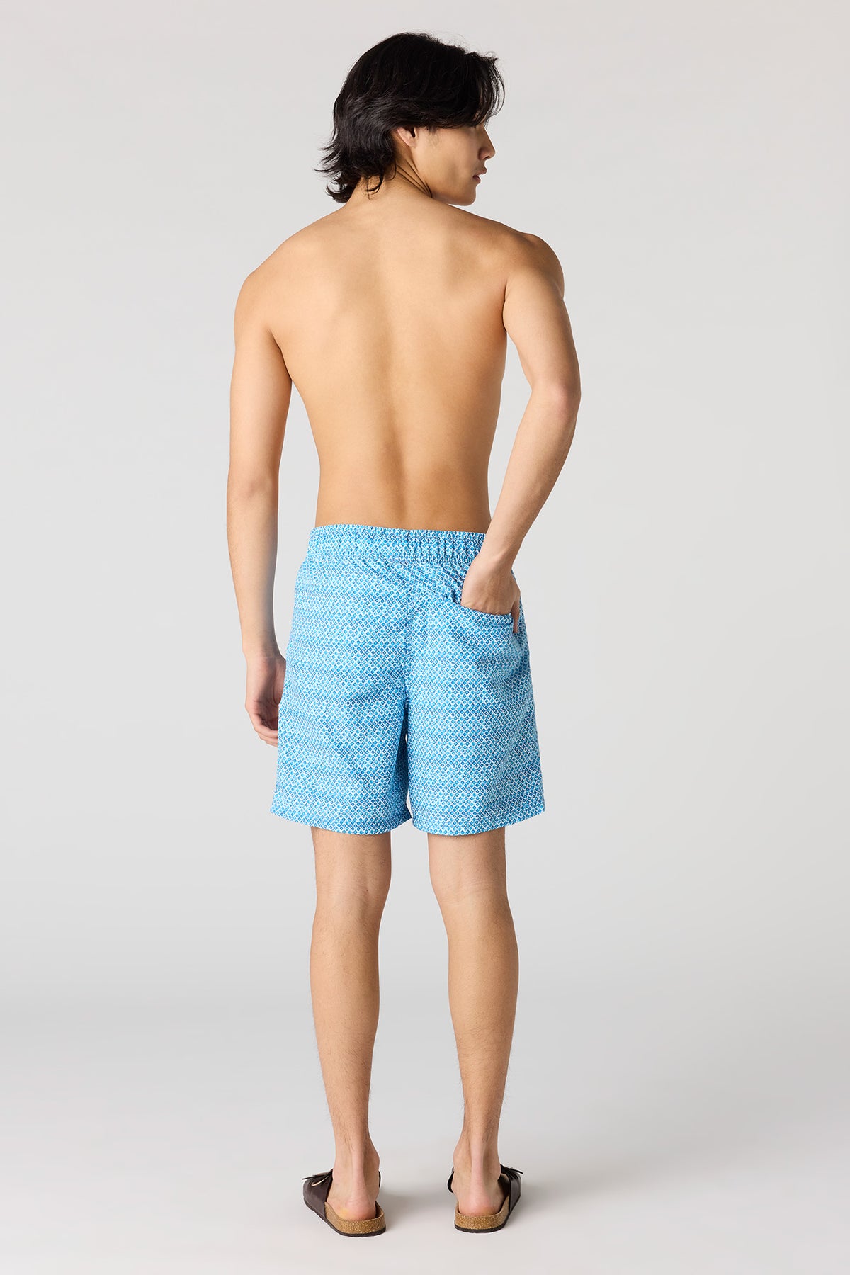 Alt View 3. Printed Drawstring Swim Short - Blue