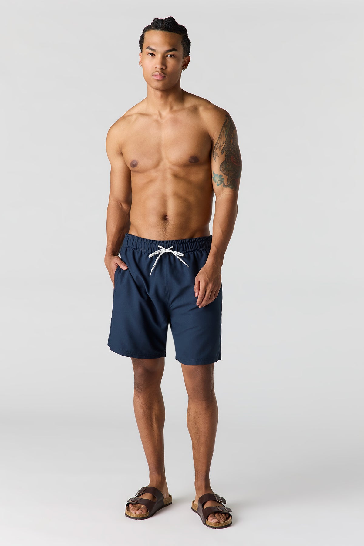Vue alternative 2. Short de baignade uni à taille coulissante