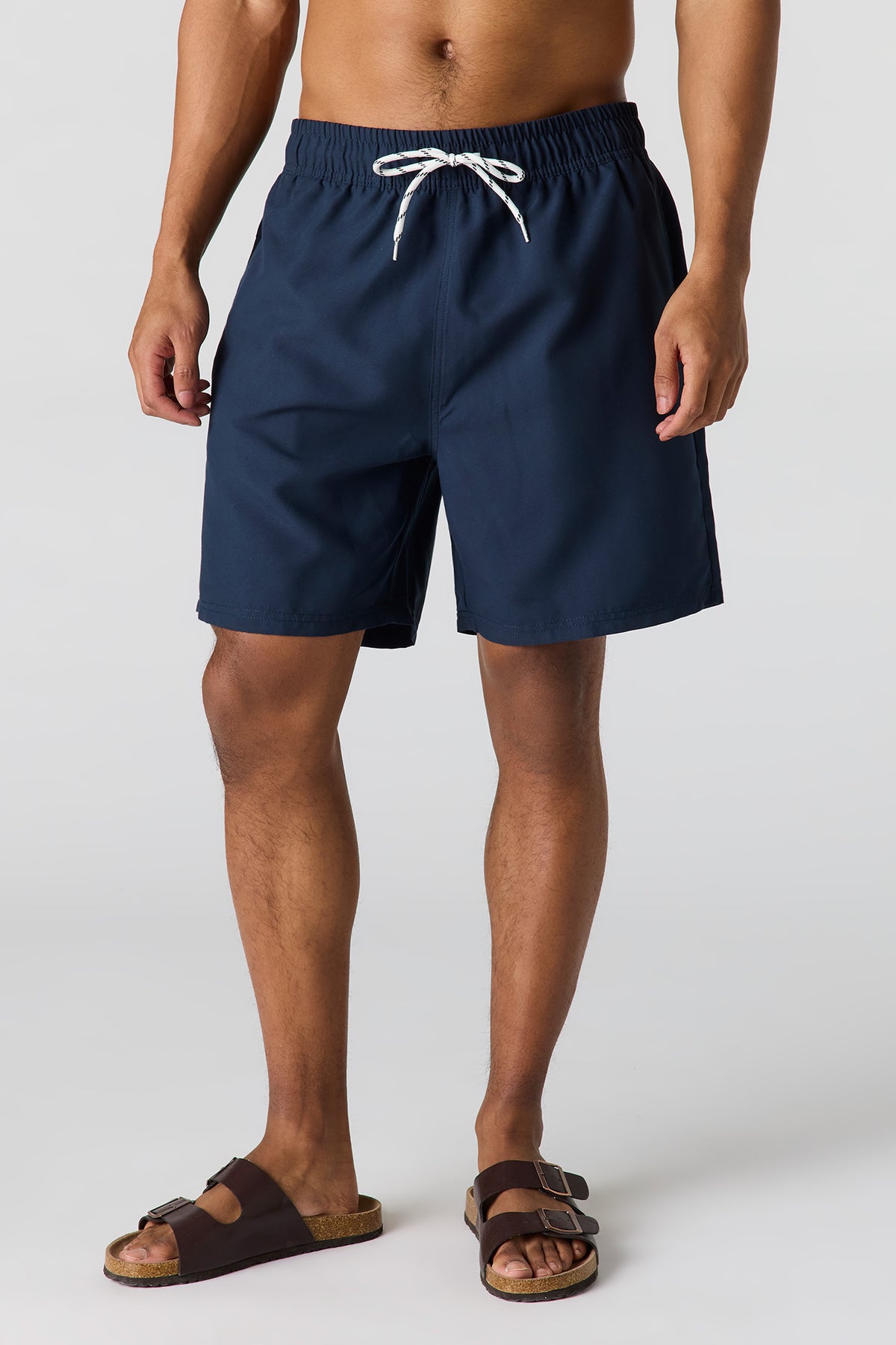 Short de baignade uni à taille coulissante
