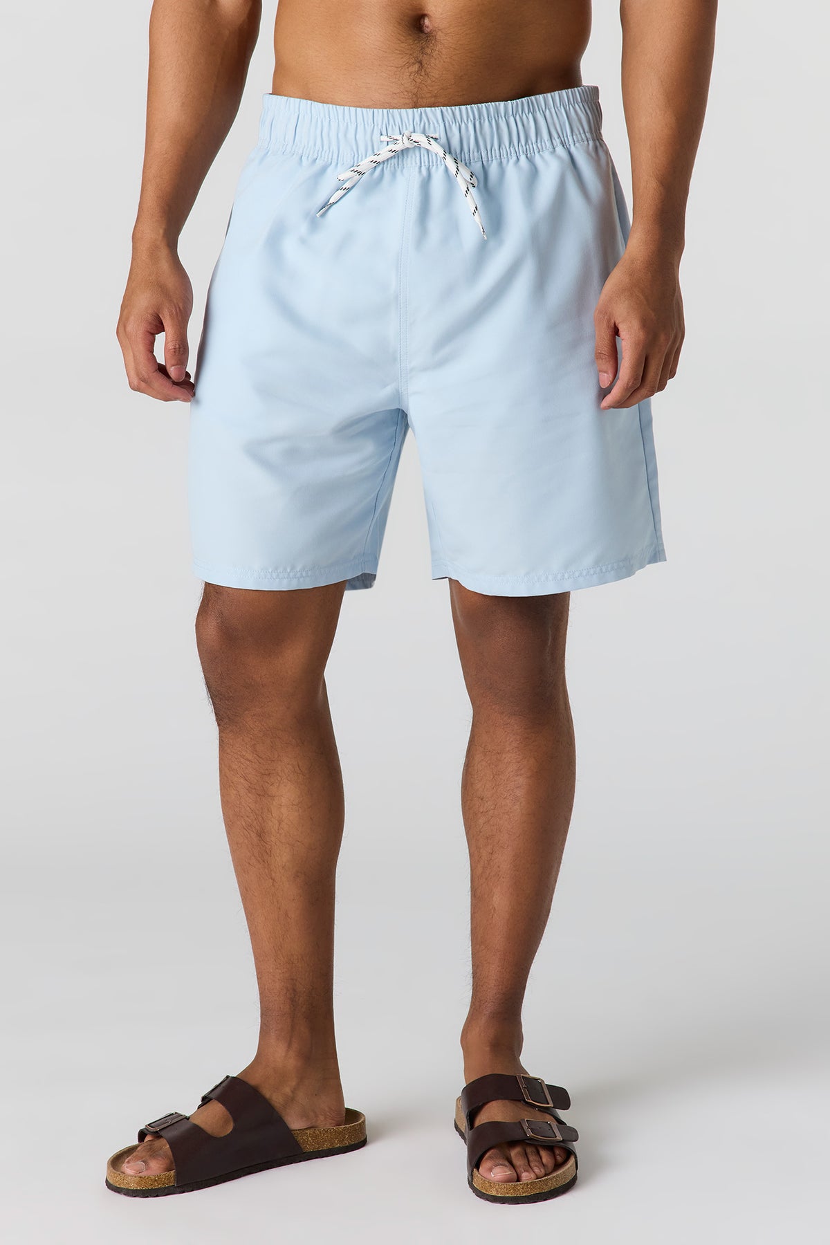 Short de baignade uni à taille coulissante