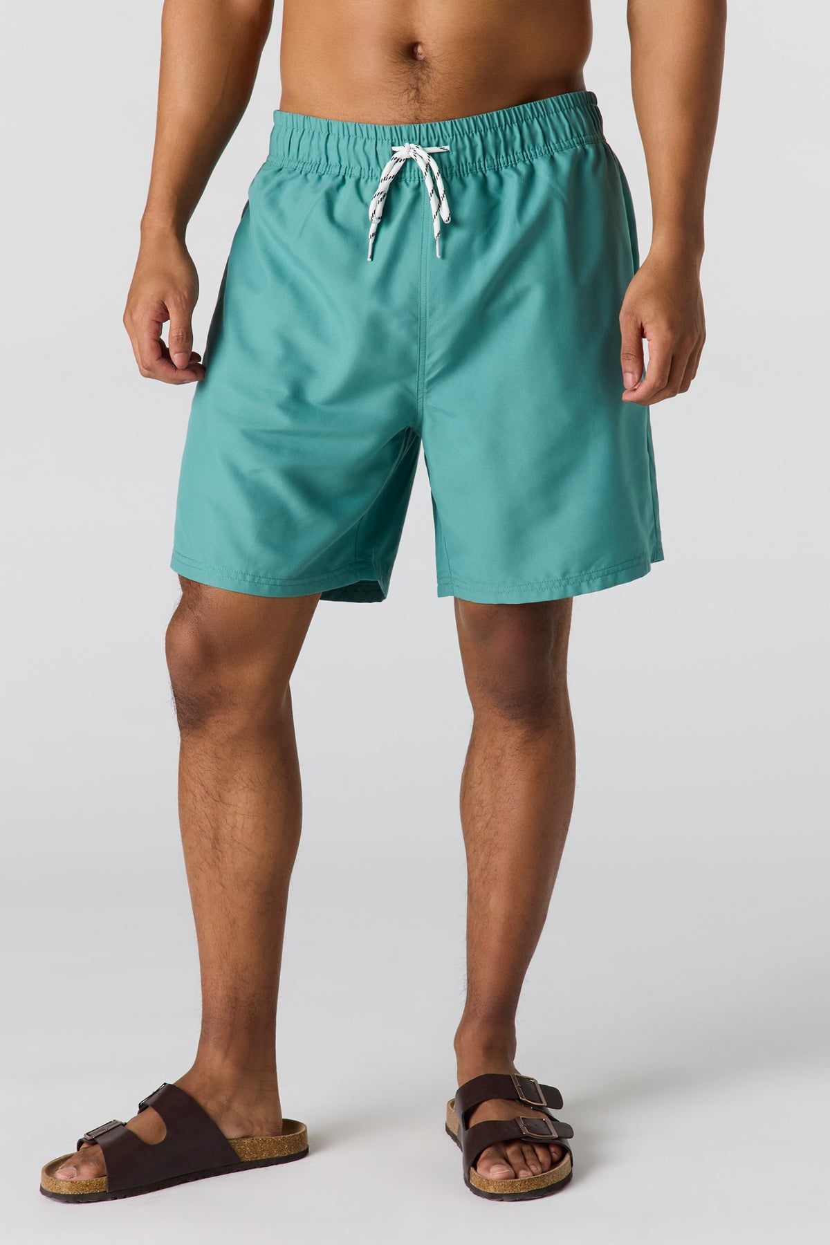 Short de baignade uni à taille coulissante