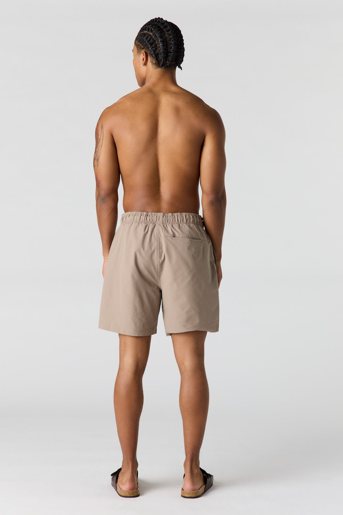 Vue alternative 3. Short de baignade uni à taille coulissante