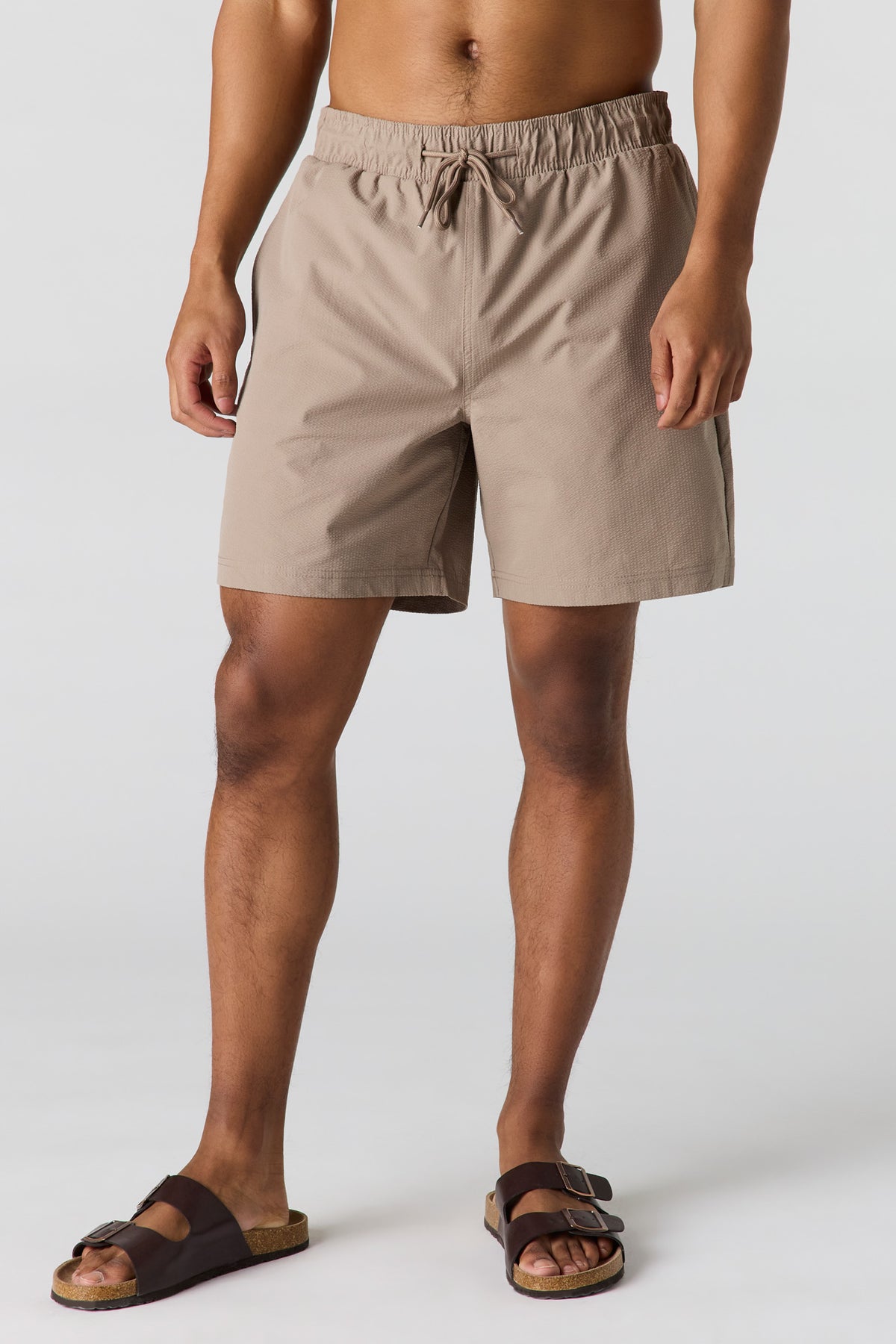Short de baignade uni à taille coulissante
