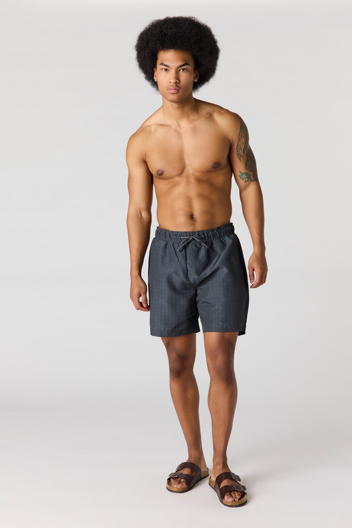 Alt View 2. Printed Swim Short - Dark Grey