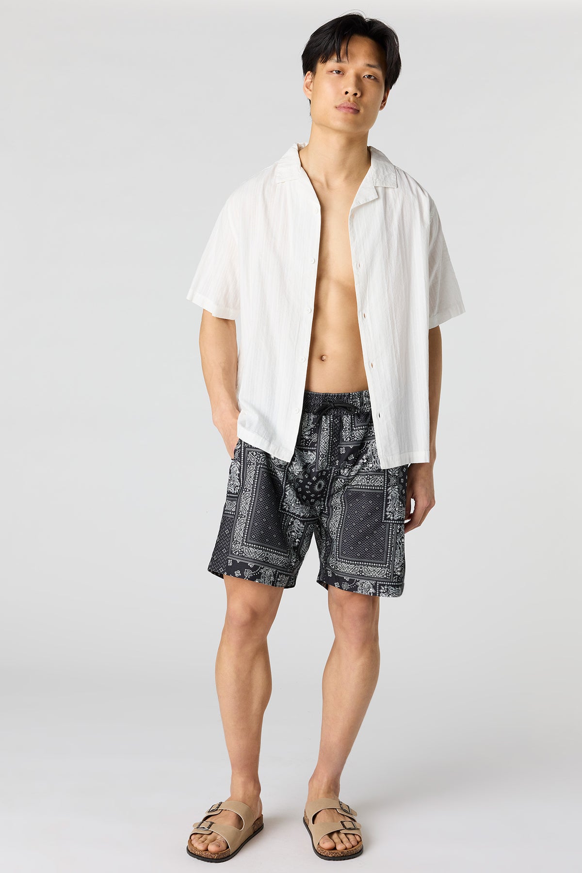Alt View 2. Printed Swim Short - Black