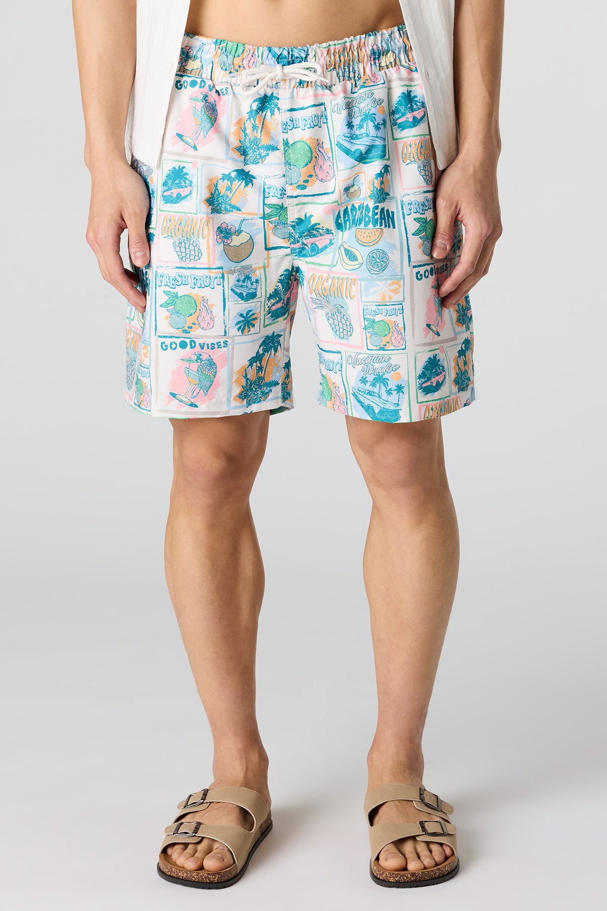 Alt View 2. Printed Swim Short - Light Blue