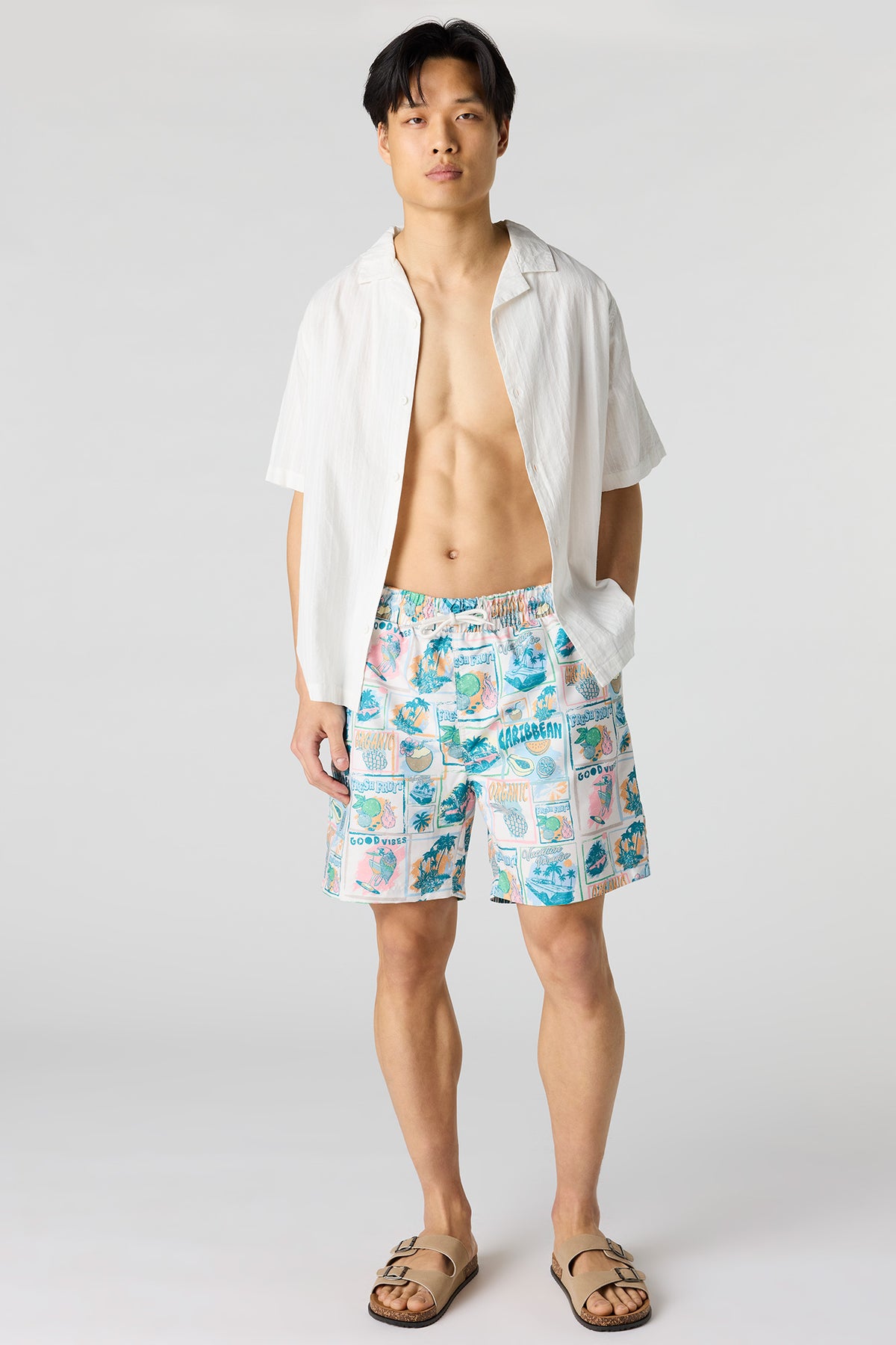 Alt View 4. Printed Swim Short - Light Blue