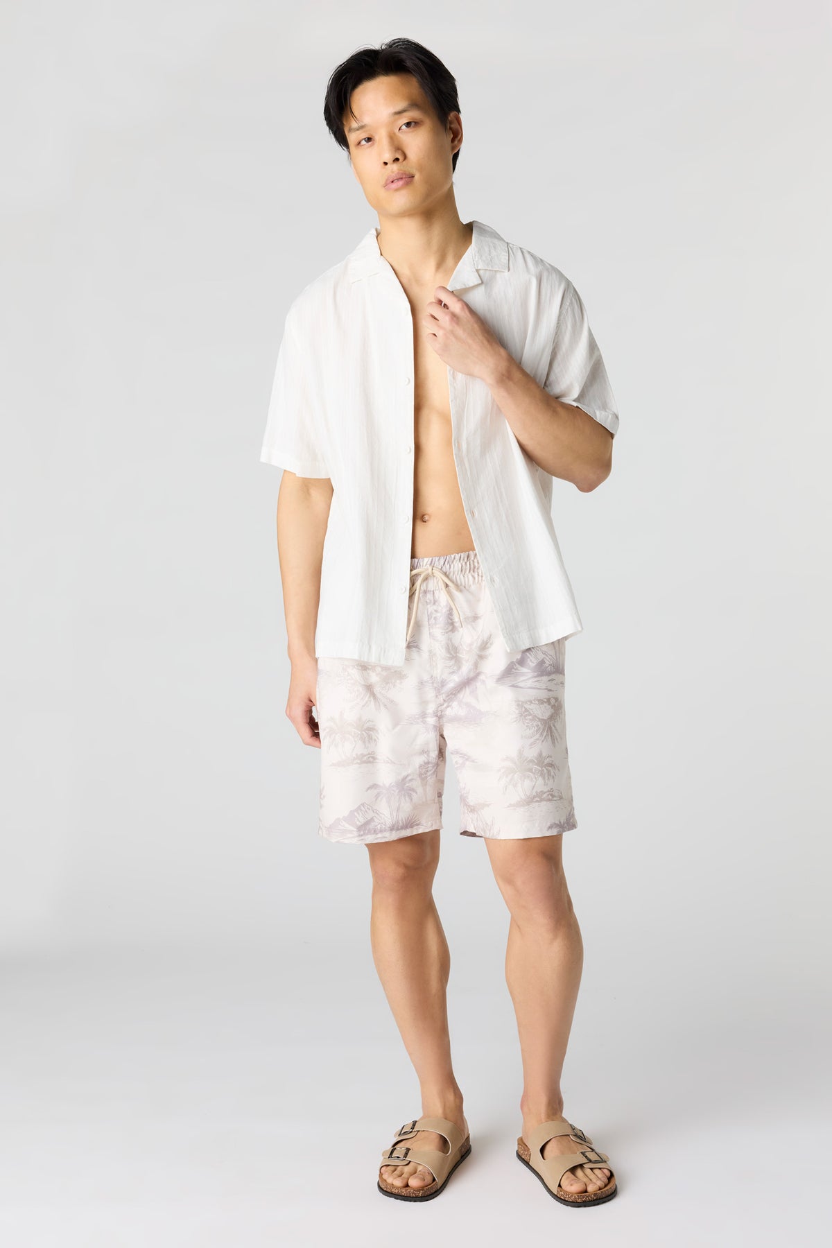 Alt View 2. Printed Swim Short - Light Brown
