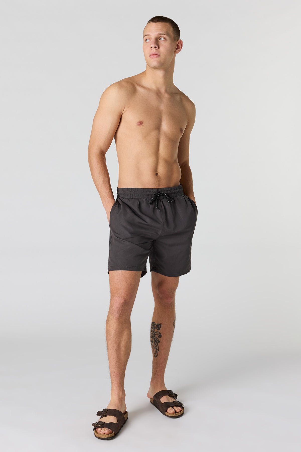 Alt View 2. Solid Swim Short - Dark Grey