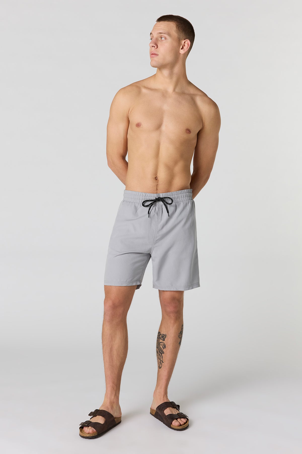Alt View 2. Solid Swim Short - Light Grey