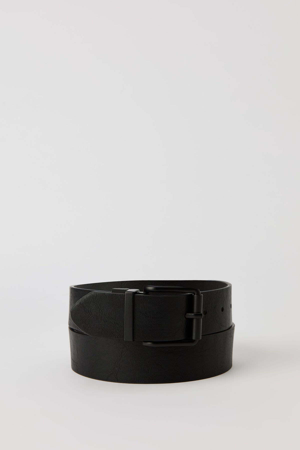 Faux Leather Reversible Belt - Black