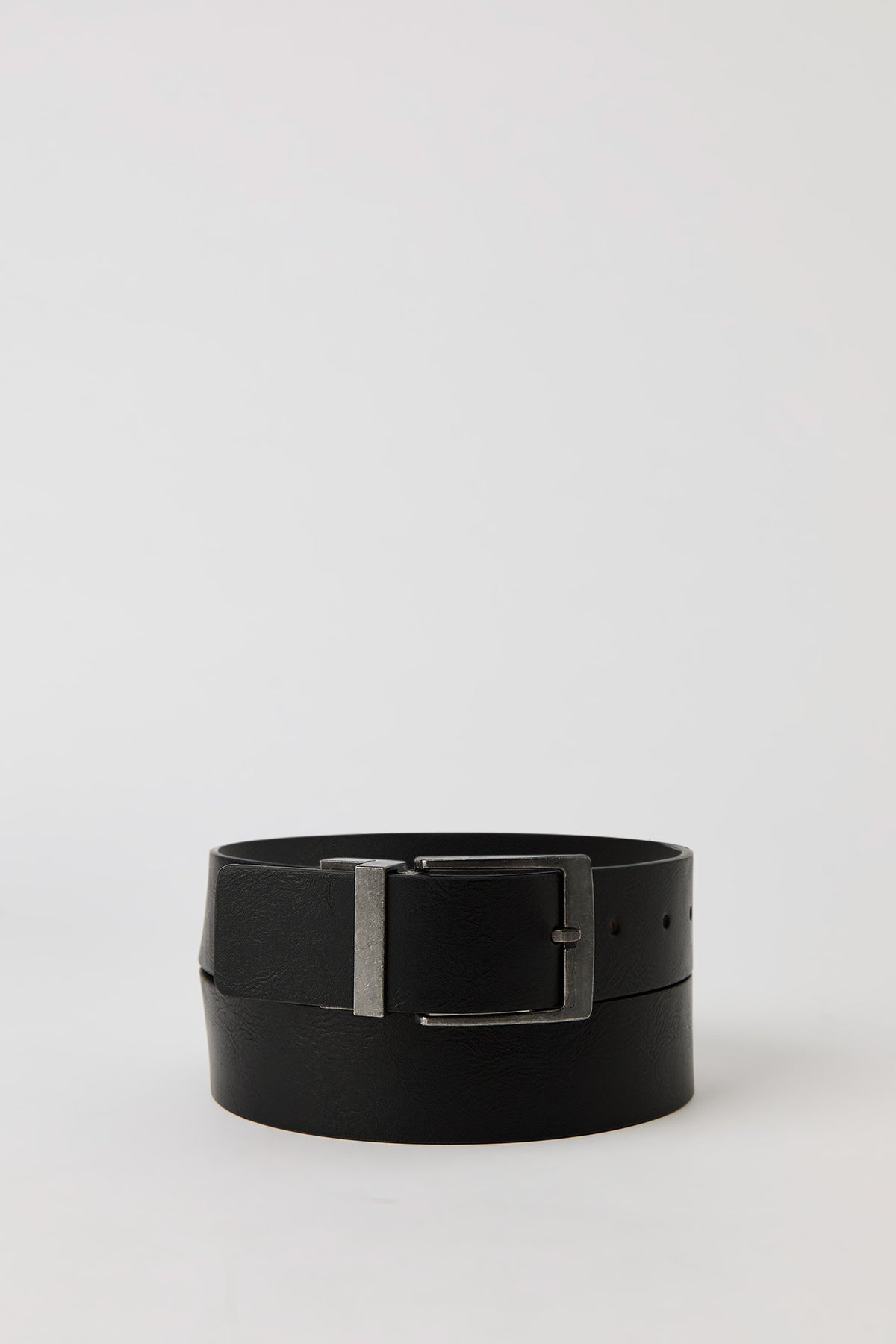 Faux Leather Reversible Belt - Black