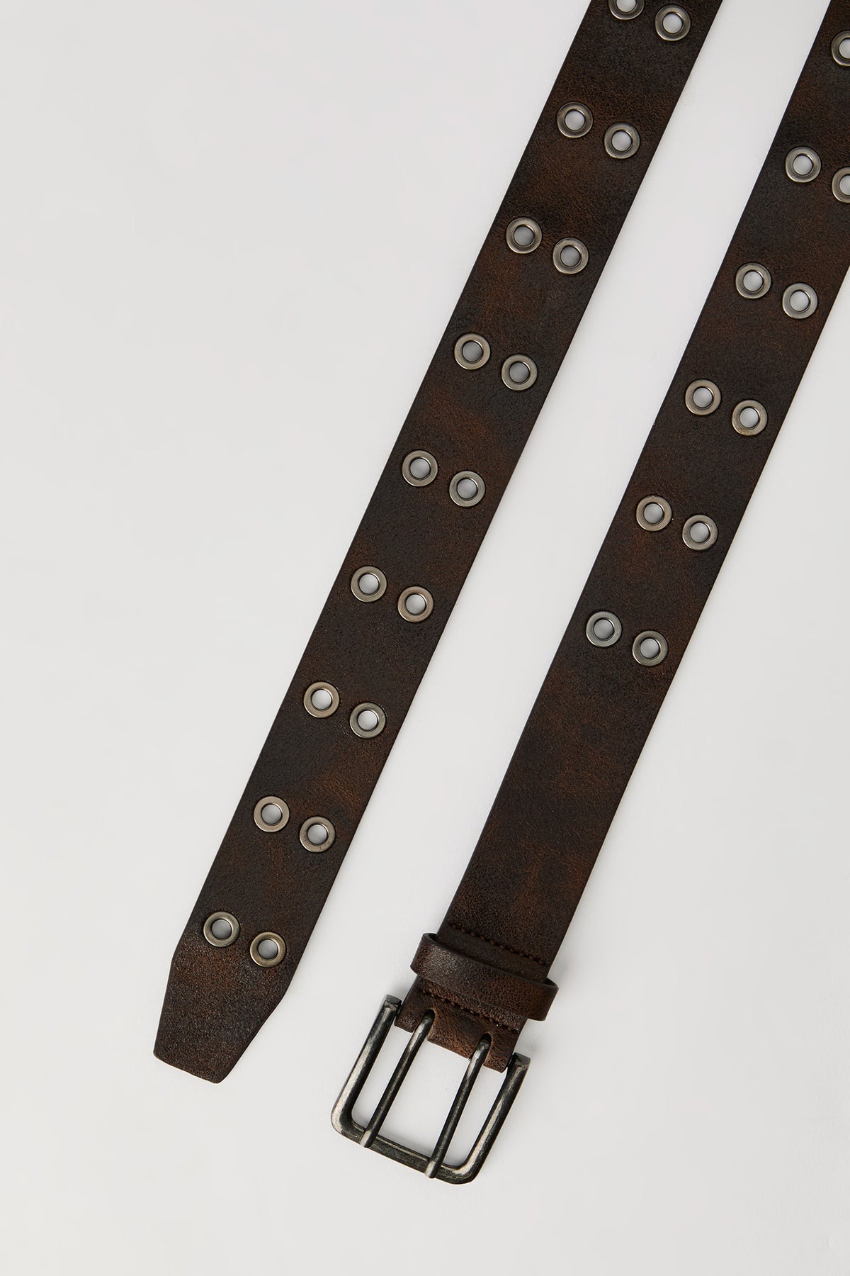 Alt View 2. Faux Leather Double Grommet Belt - Brown