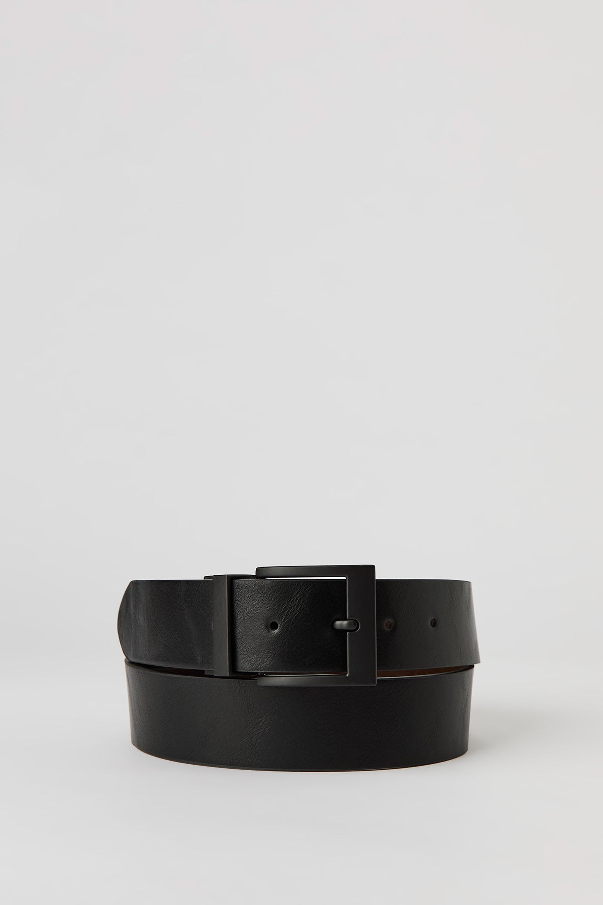 Faux Leather Reversible Belt - Black