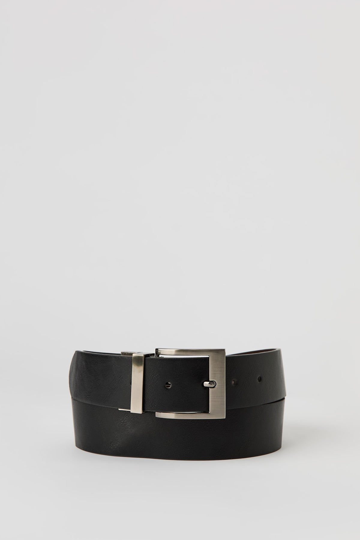 Faux Leather Reversible Belt - Brown