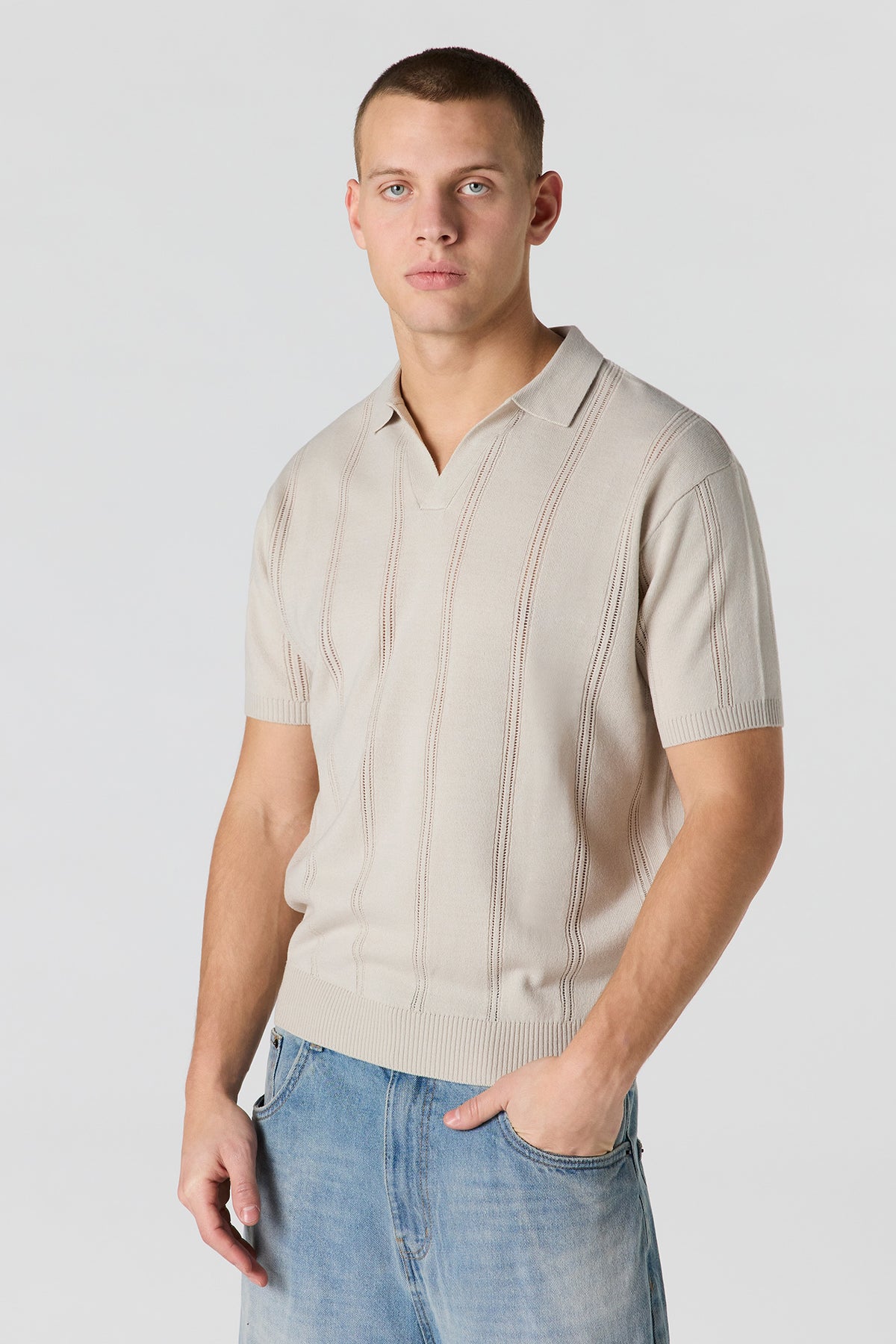 Polo à col Johnny en tricot