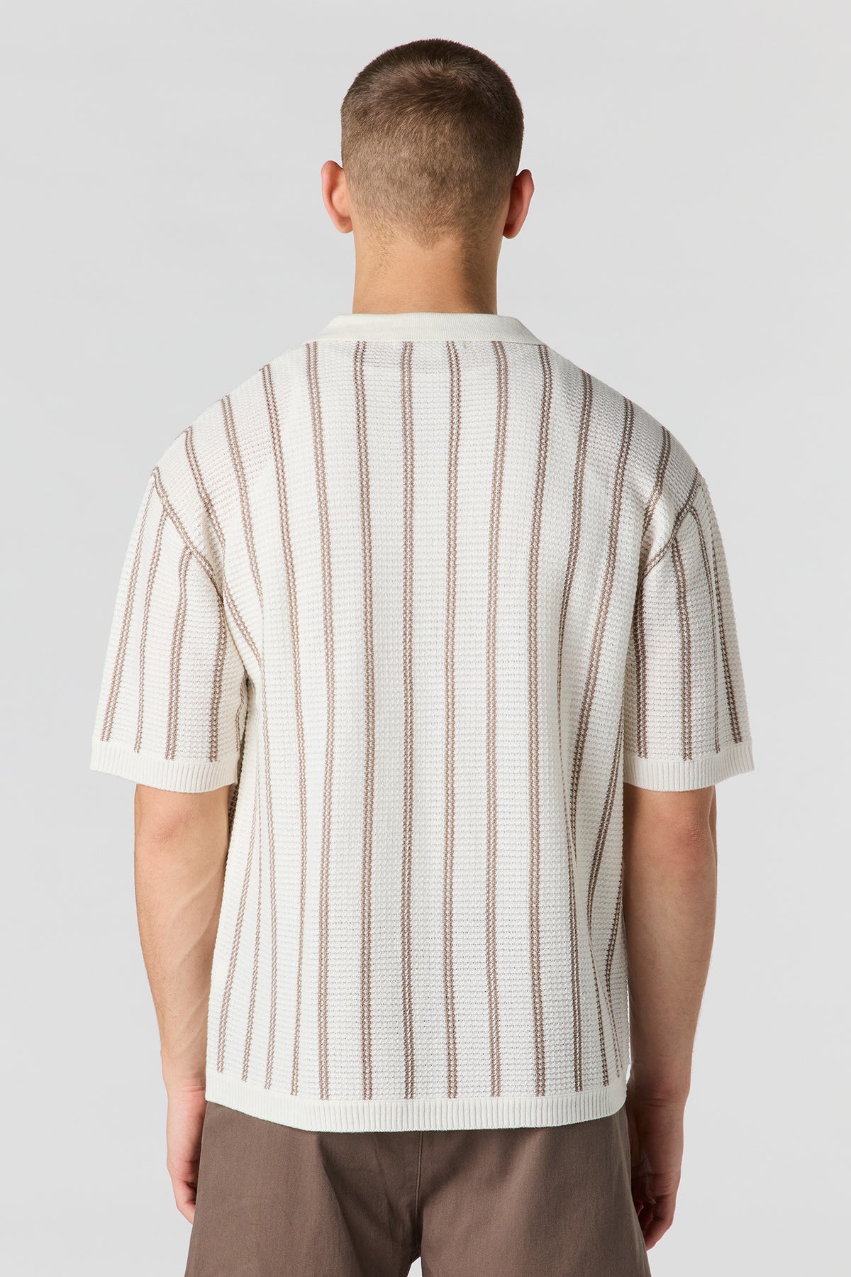 Alt View 8. Textured Knit Johnny Collar Polo - Taupe
