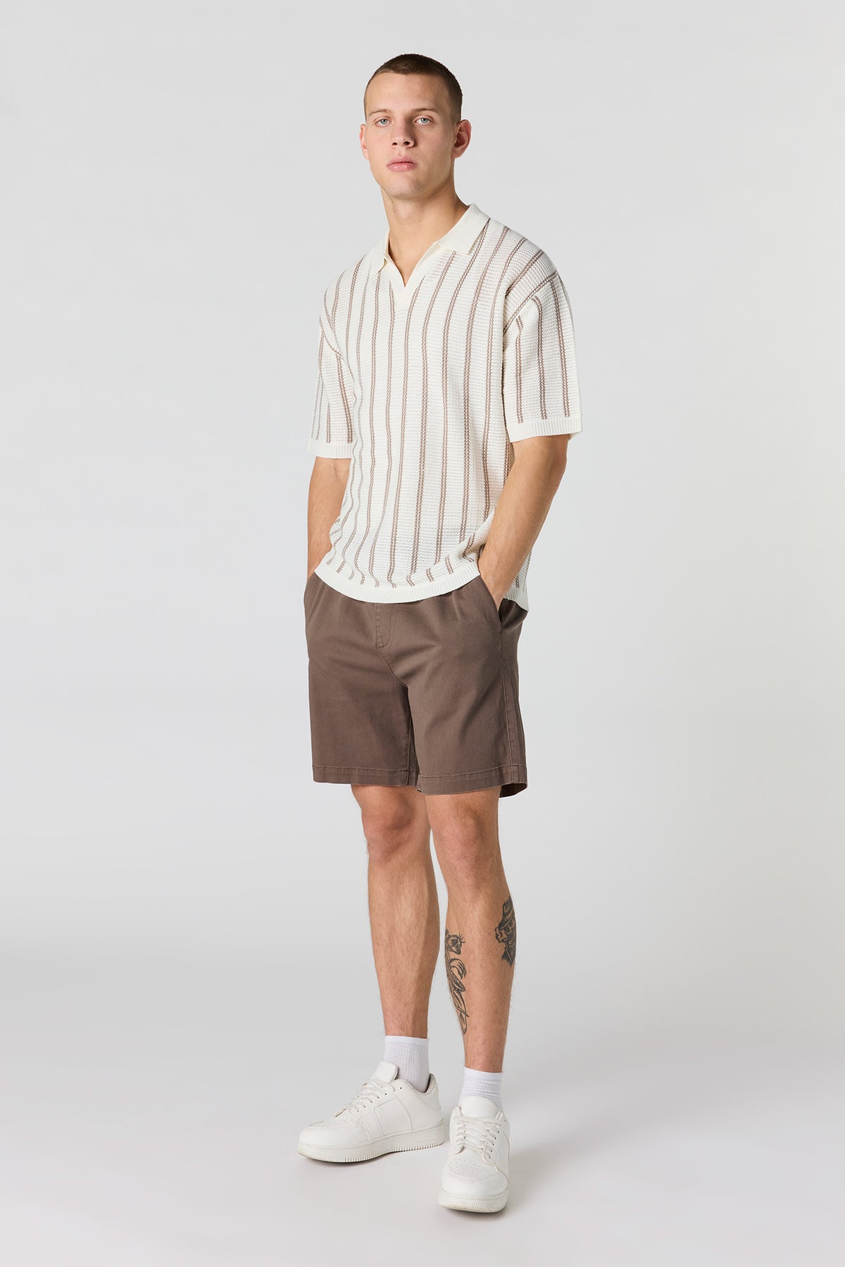 Alt View 9. Textured Knit Johnny Collar Polo - Taupe