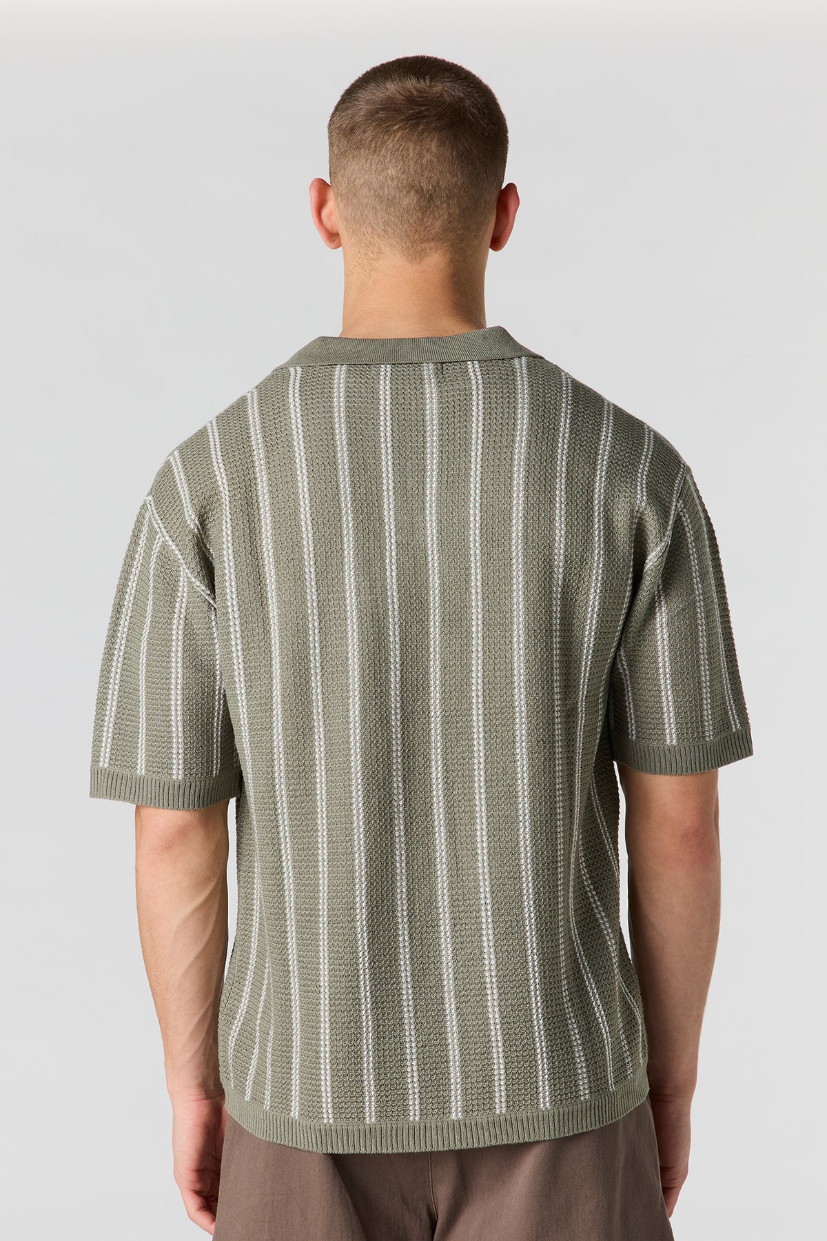 Alt View 2. Textured Knit Johnny Collar Polo - Sage