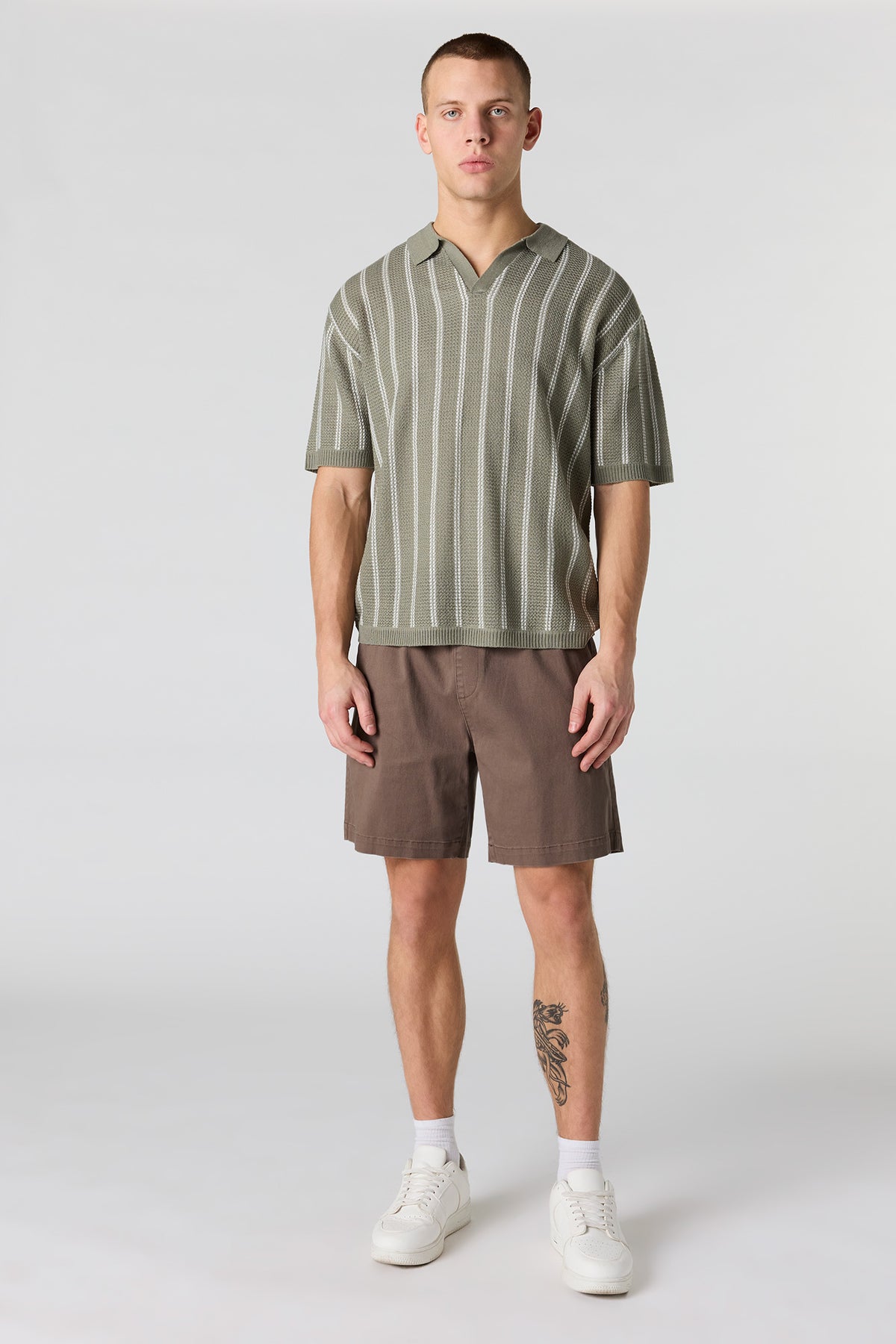 Alt View 3. Textured Knit Johnny Collar Polo - Sage