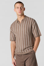 Textured Knit Johnny Collar Polo