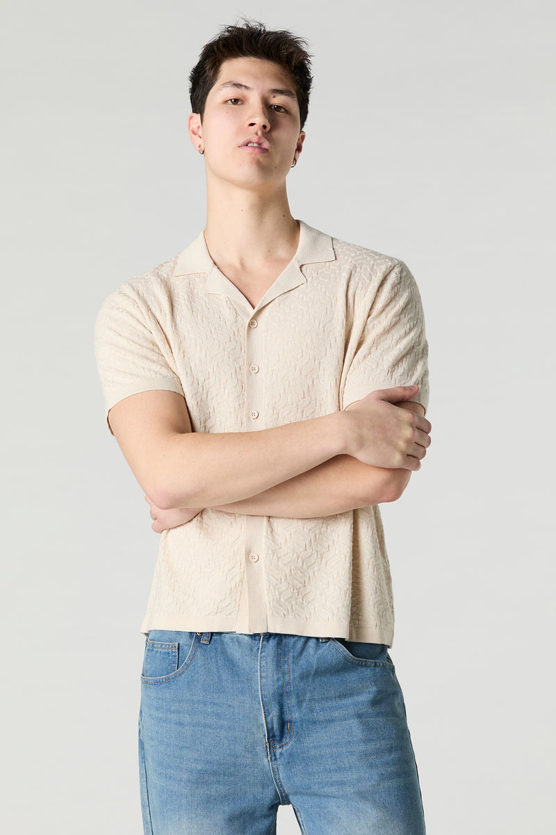 Haut boutonné en tricot texturé