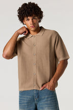Haut carré boutonné en tricot jacquard