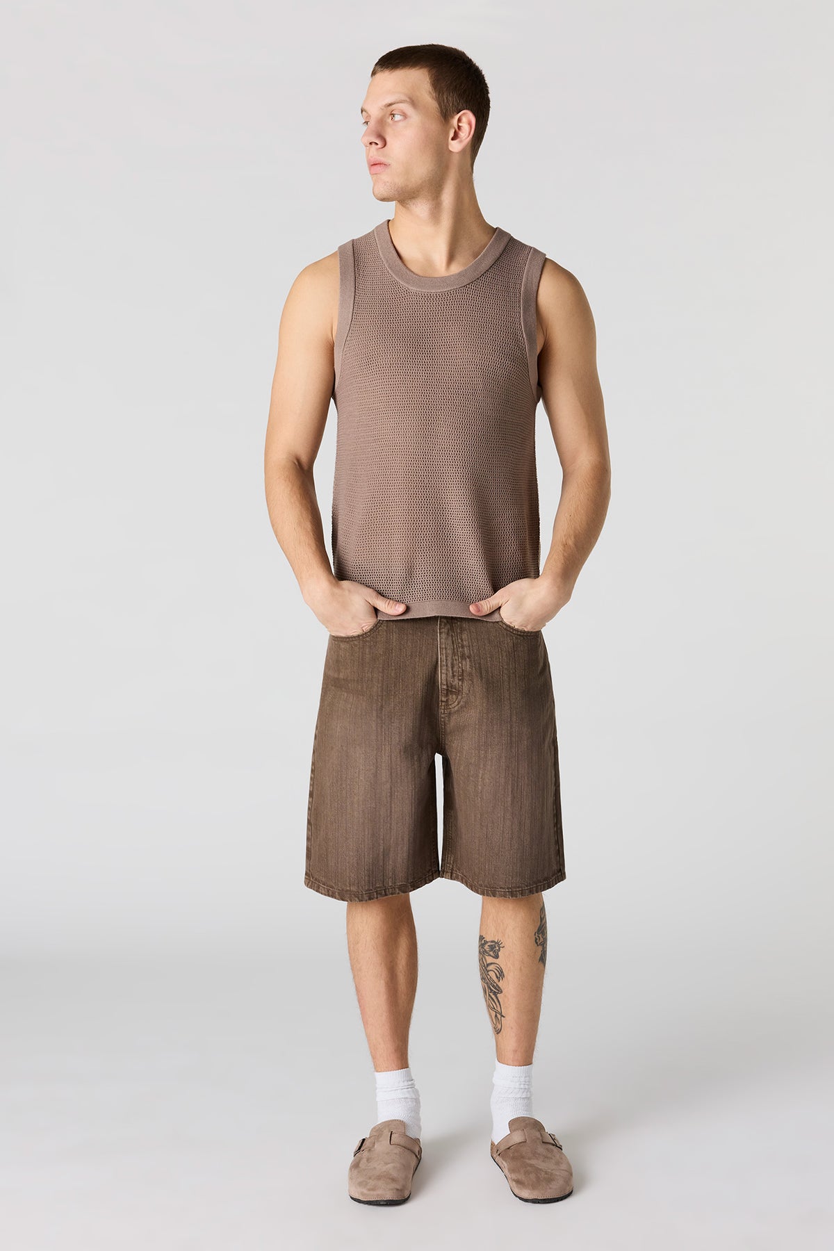 Alt View 3. Open Knit Tank - Light Brown