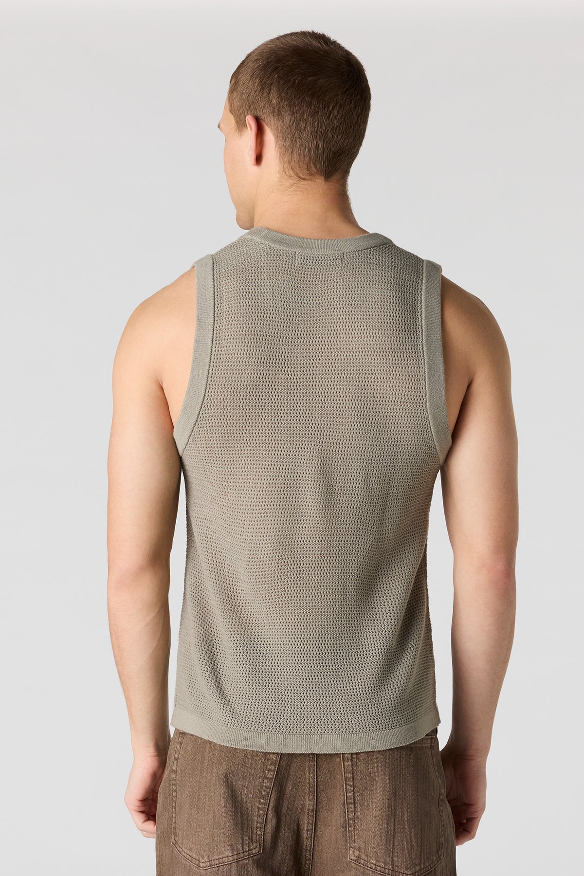 Alt View 4. Open Knit Tank - Sage
