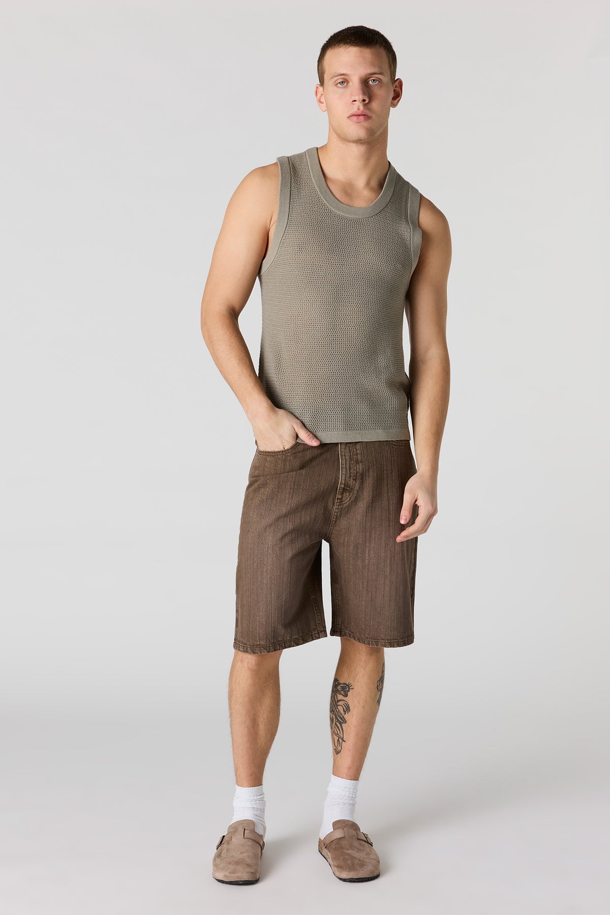 Alt View 3. Open Knit Tank - Sage