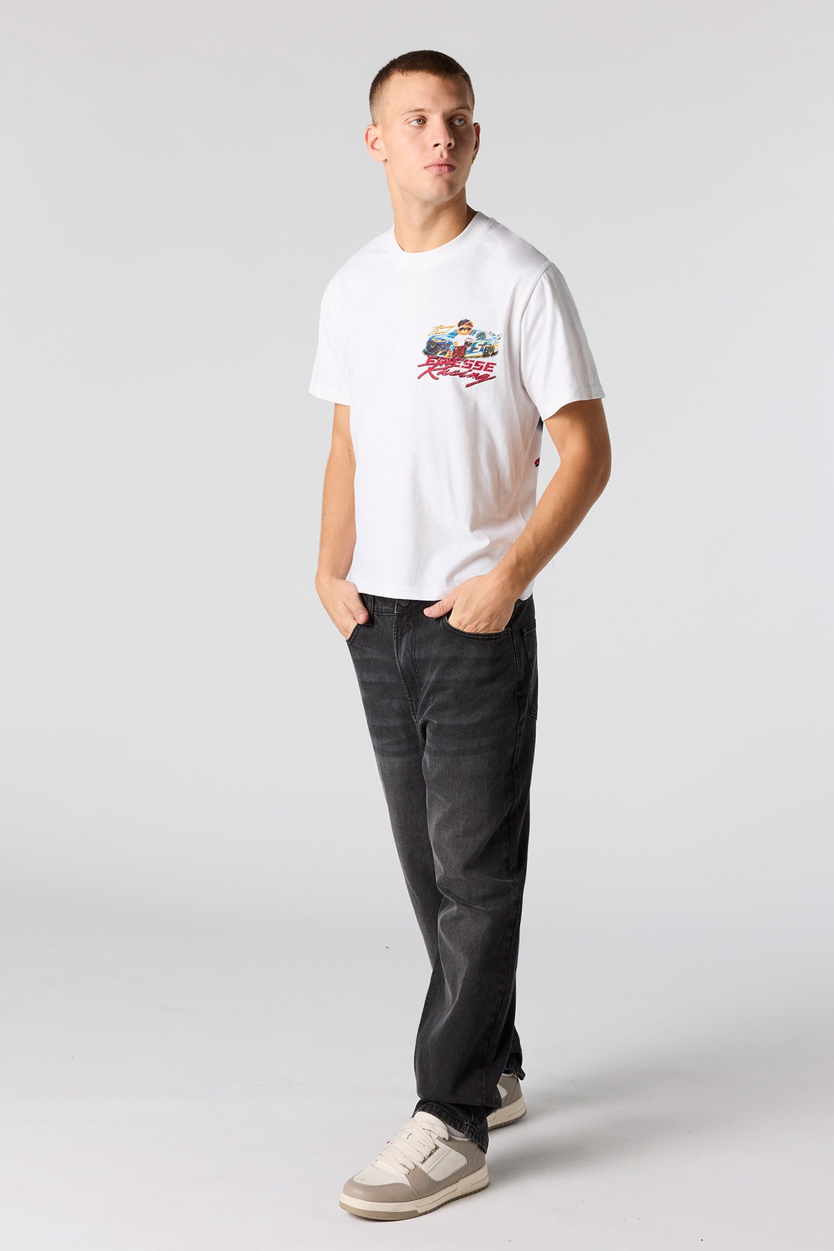 Alt View 3. Bear Racing Graphic T-Shirt - White