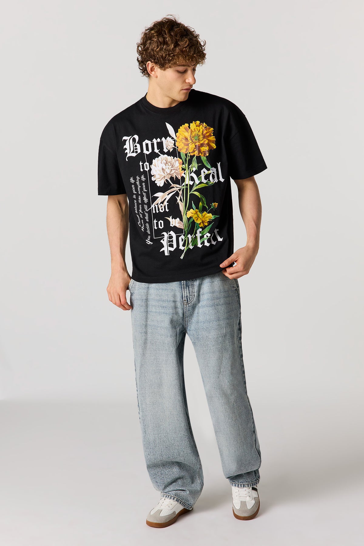 Alt View 3. Born Real Graphic T-Shirt - Black