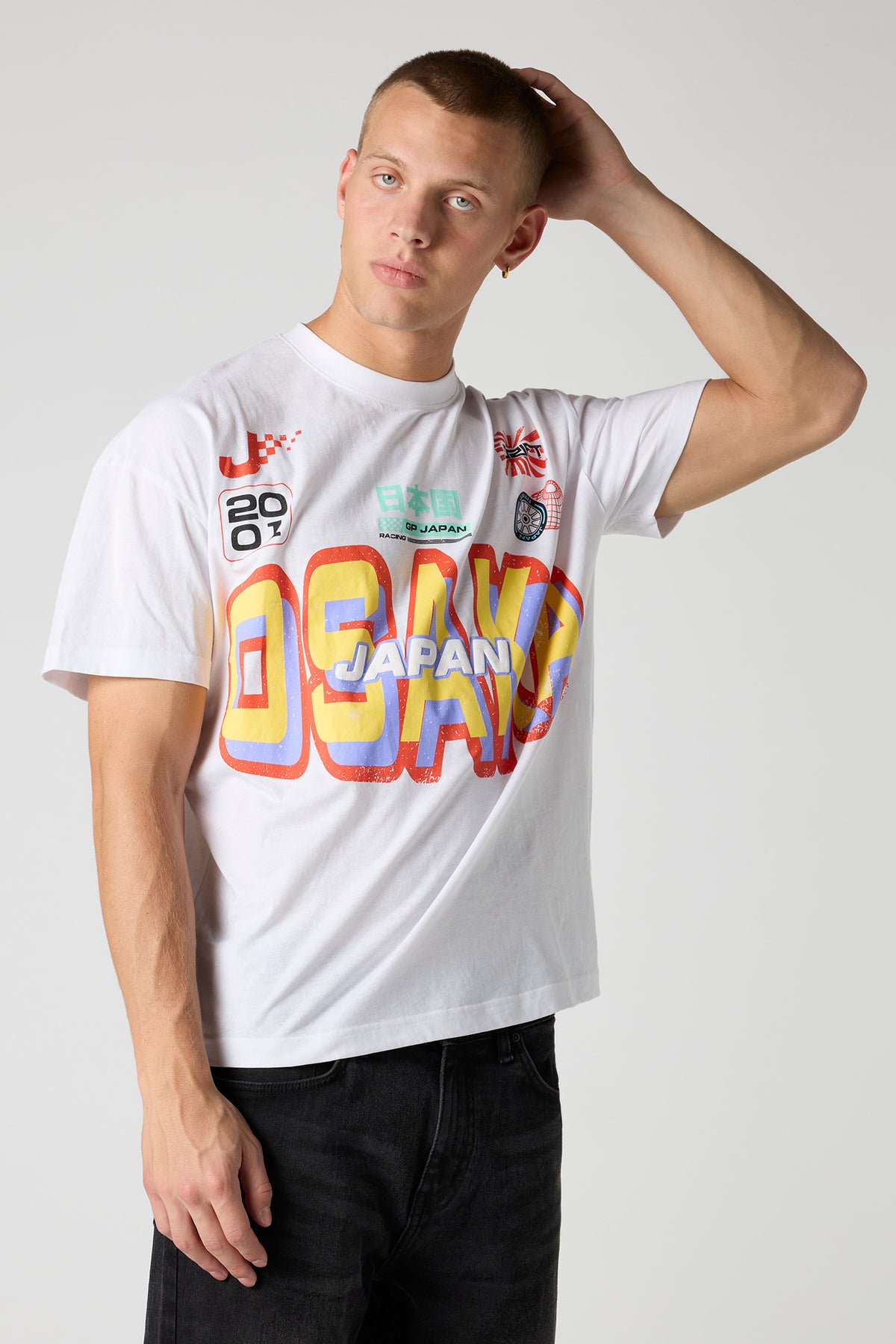 Premium Heavyweight Cotton Japan Puff Print Relaxed T-Shirt - White