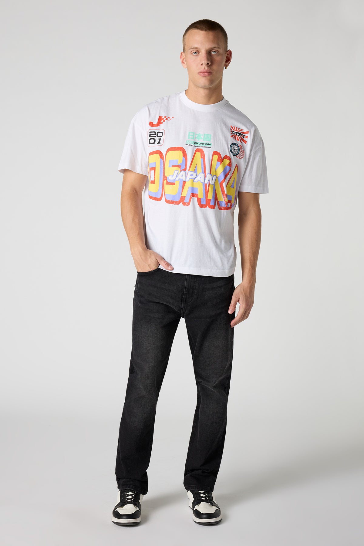 Alt View 3. Premium Heavyweight Cotton Japan Puff Print Relaxed T-Shirt - White