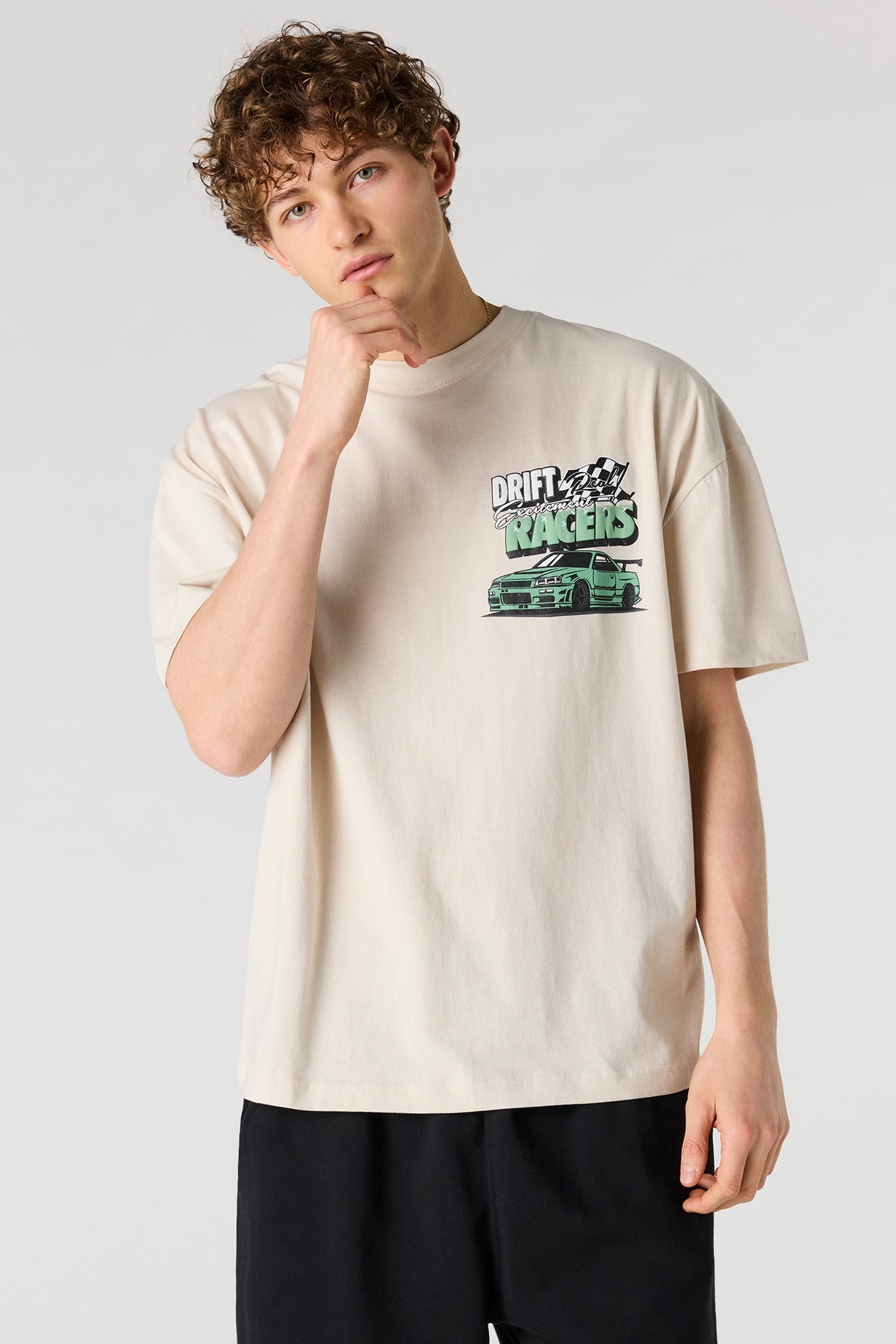 Alt View 2. Drift Racer Puff Print Shirt - Natural