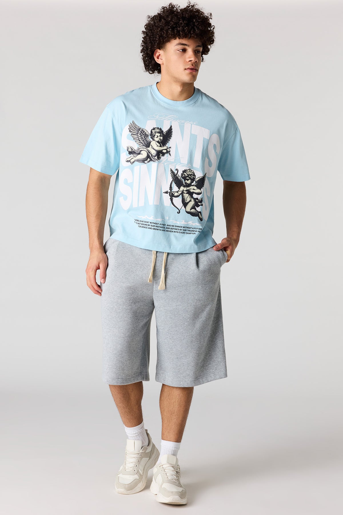 Alt View 3. Graphic Boxy T-Shirt - Light Blue