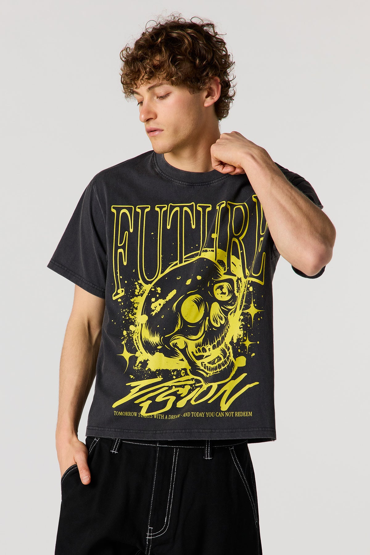 Future Graphic Washed T-Shirt - Black