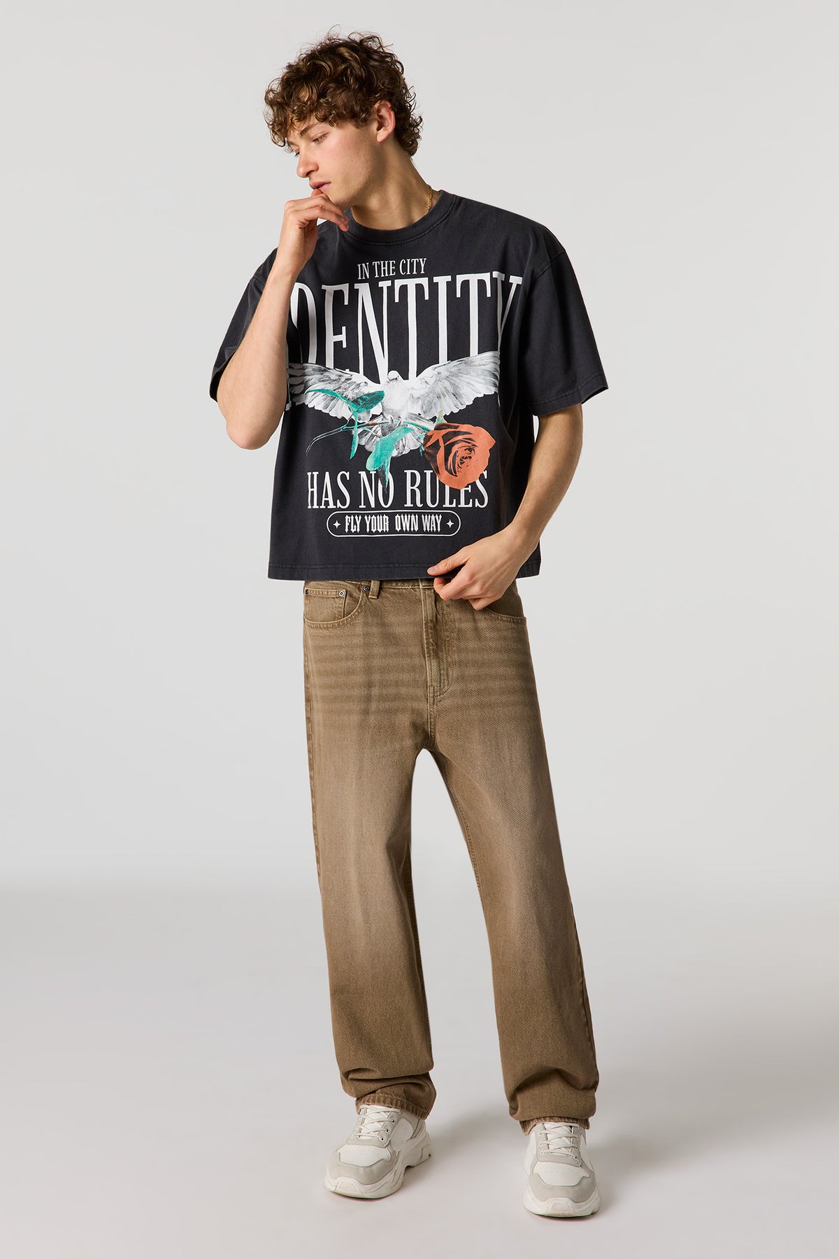 Alt View 3. Dove Graphic Washed Boxy T-Shirt - Black