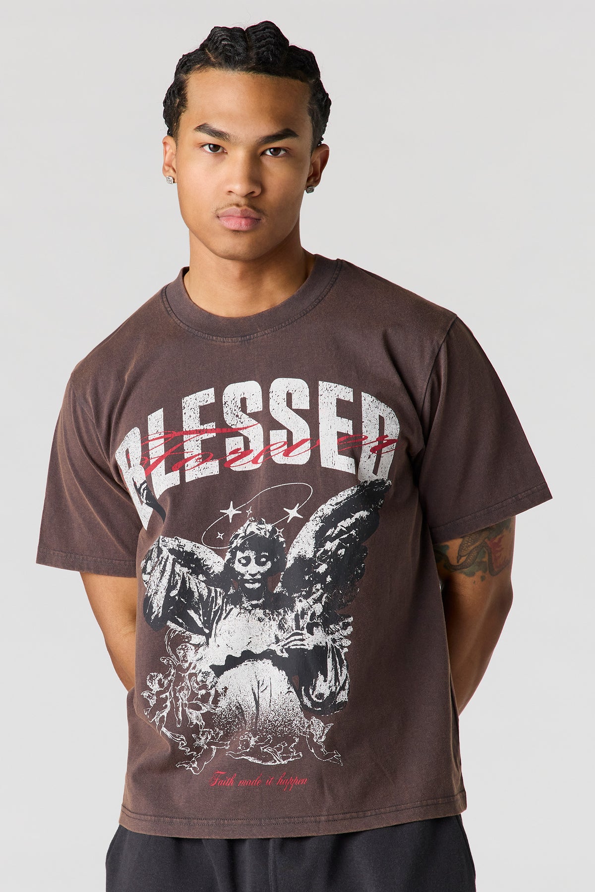 T-shirt délavé imprimé