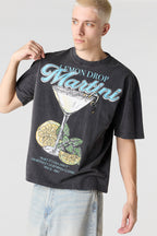 T-shirt délavé à imprimé Martini
