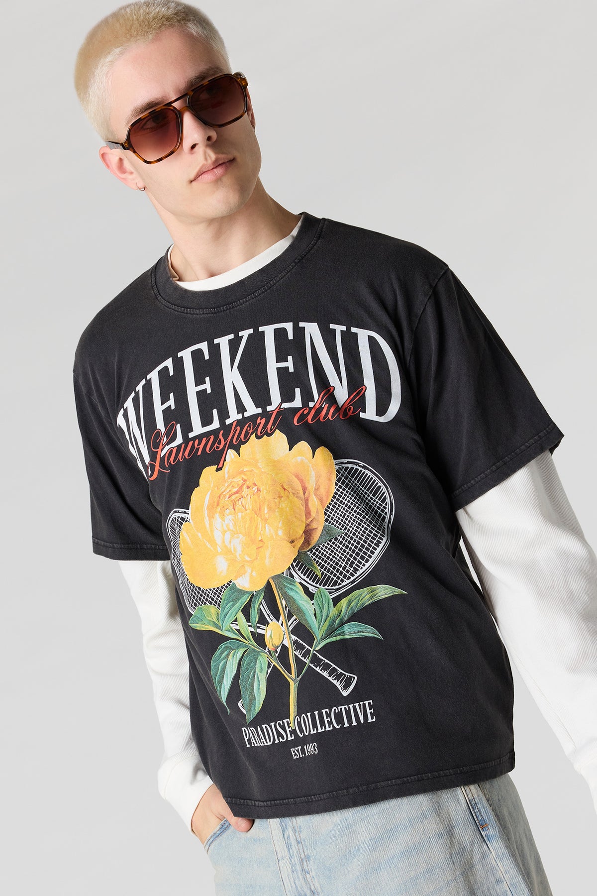 Club Graphic Washed T-Shirt - Black